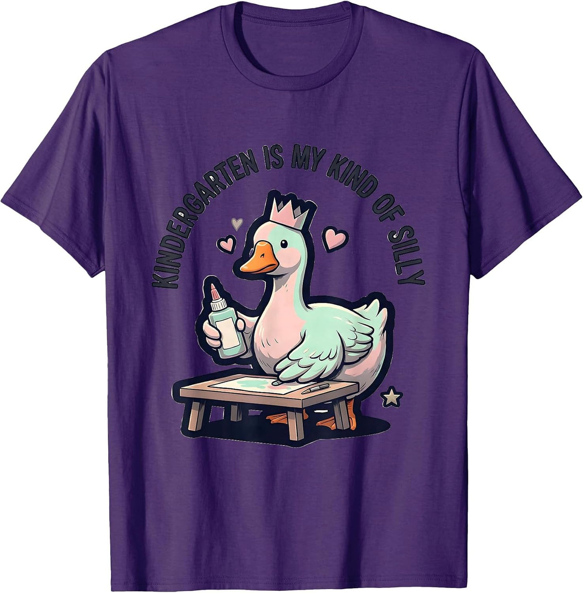Kindergarten Is My Kind of Silly Cute Kawaii Teacher Back T-Shirt - Purple