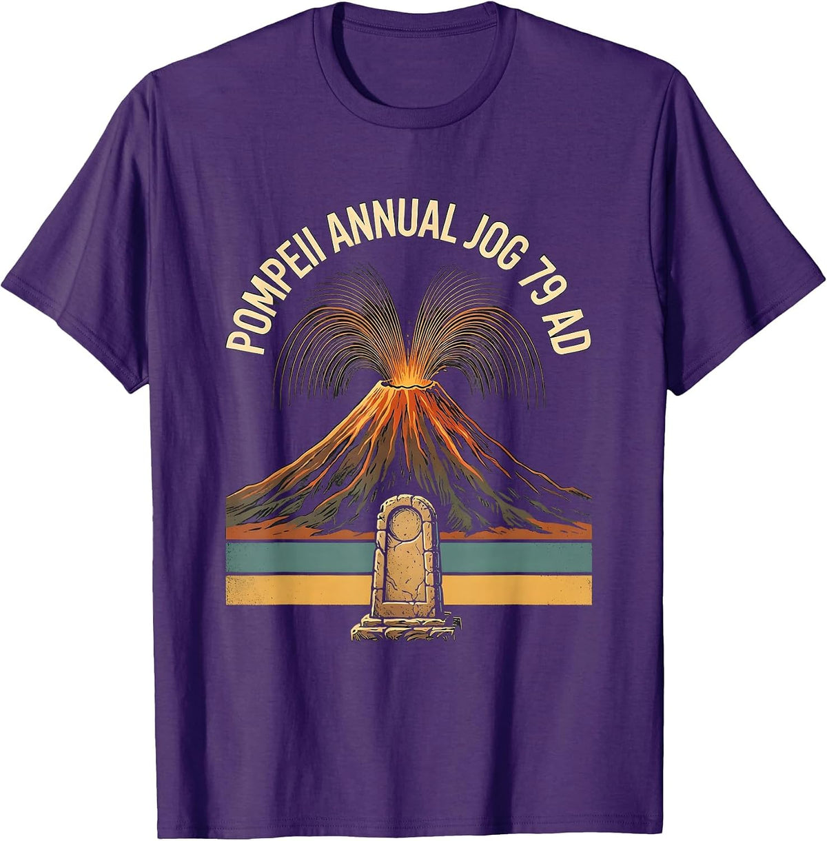 Pompeii Annual Jog 79 AD Funny Volcano Geography T-Shirt - Purple