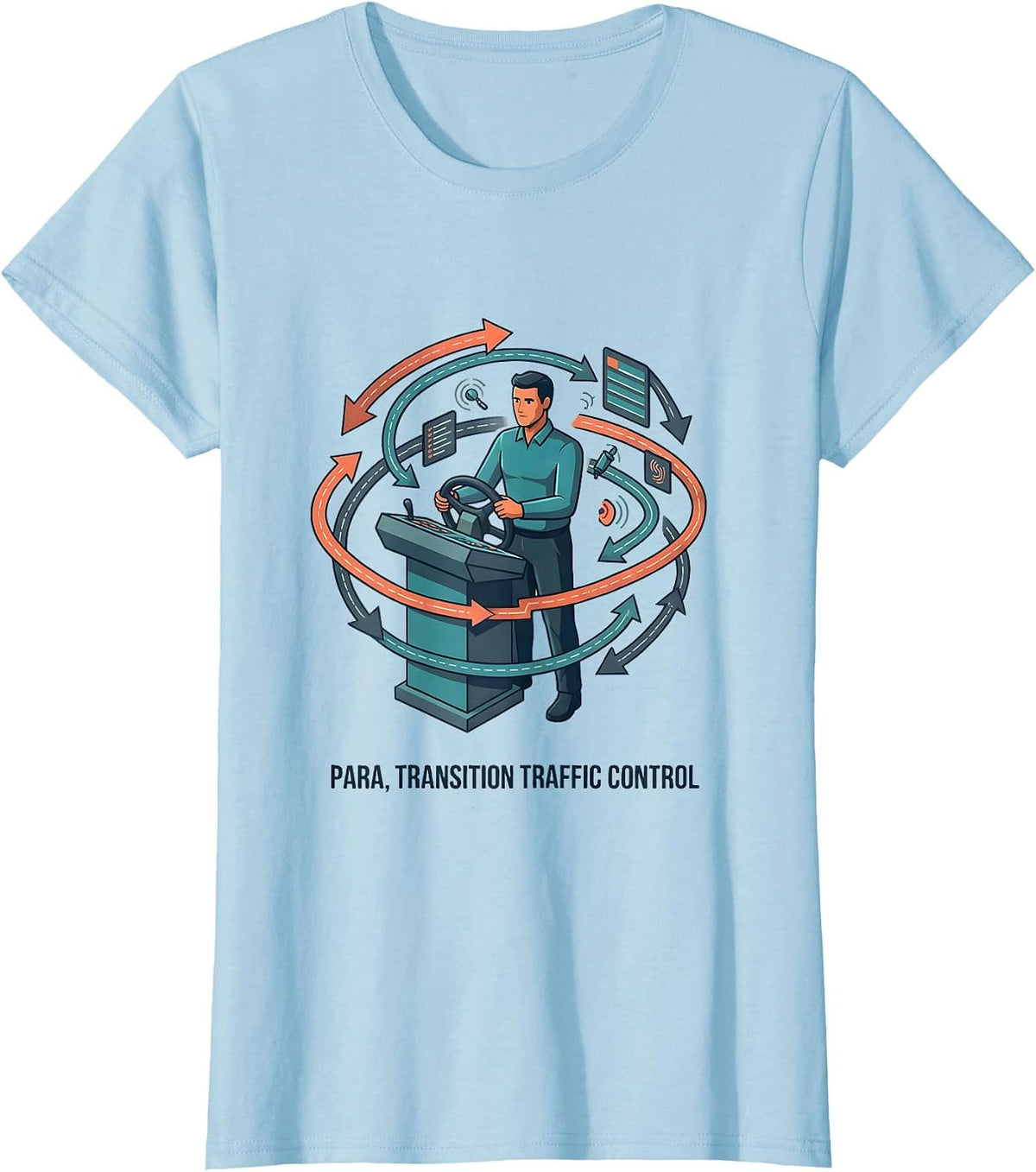 Women's Para Transition Traffic Control Funny Paraprofessional T-Shirt - Baby Blue