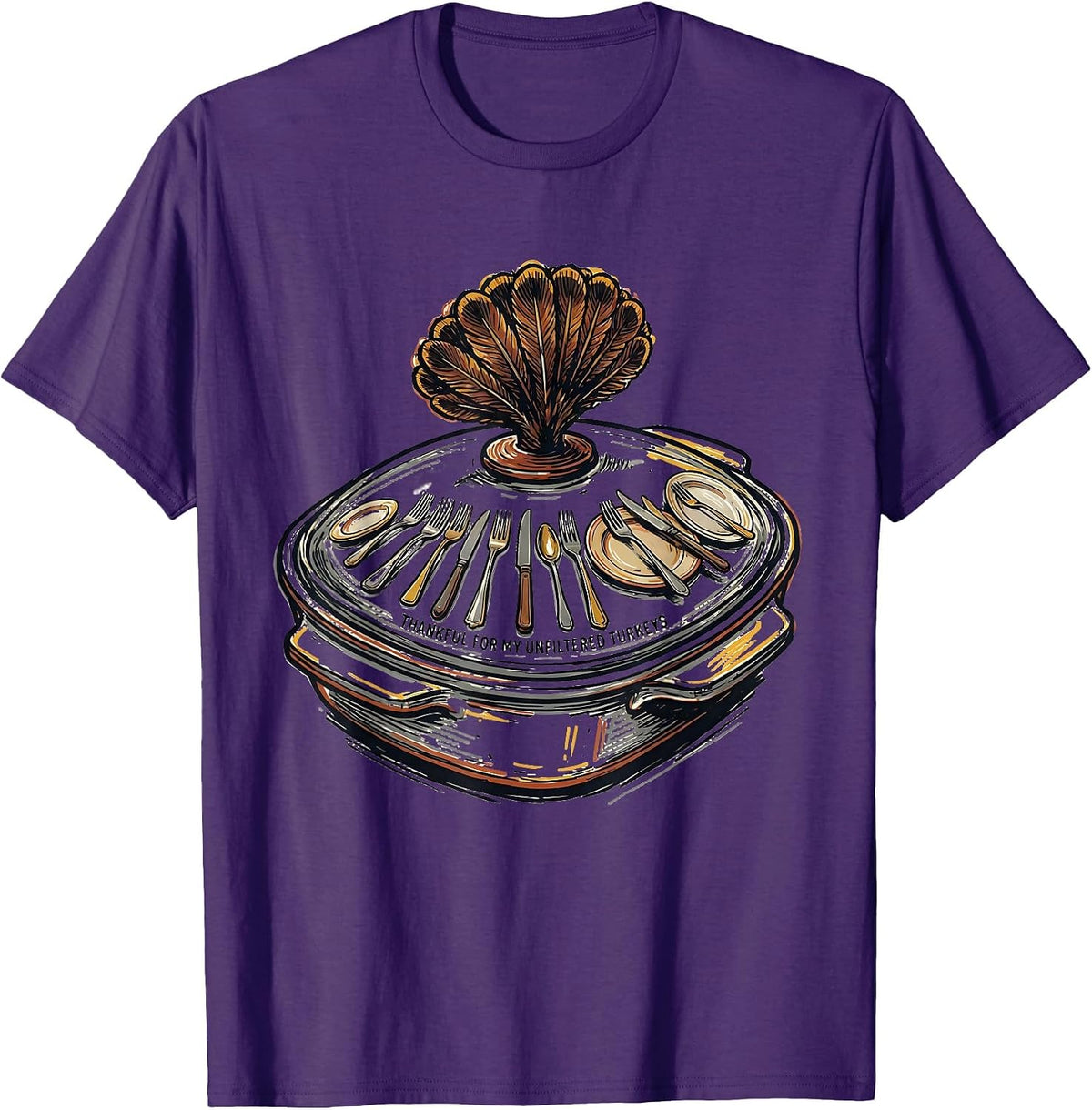 Thankful For My Unfiltered Turkeys Funny Turkey Family T-Shirt - Purple