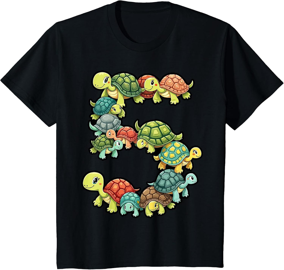 5th Birthday Sea Turtle Tortoise Theme Party 5 Year Old T-Shirt - Black
