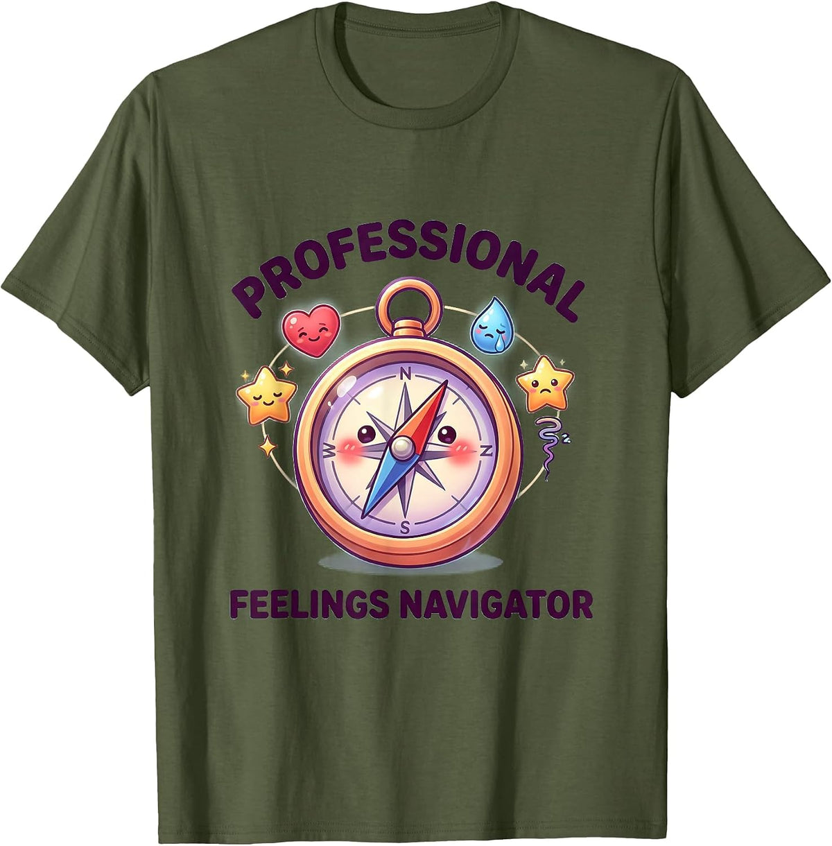 Professional Feelings Navigator Counselor Design T-Shirt - Olive Green