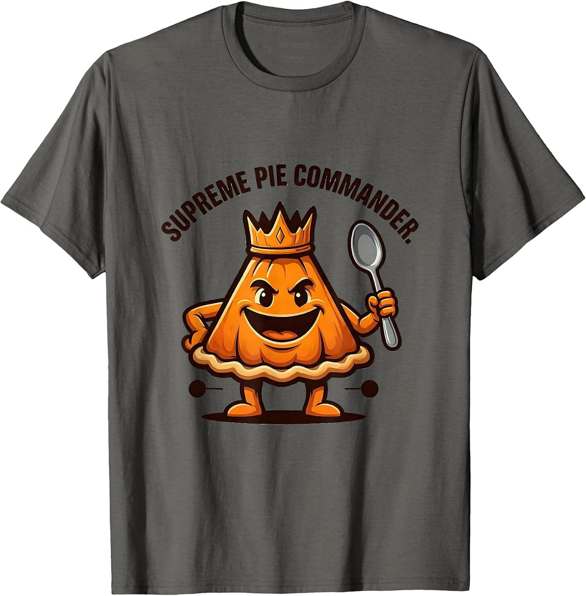 Supreme Pie Commander Funny Thanksgiving Pumpkin Pie Humor T-Shirt - Asphalt Grey