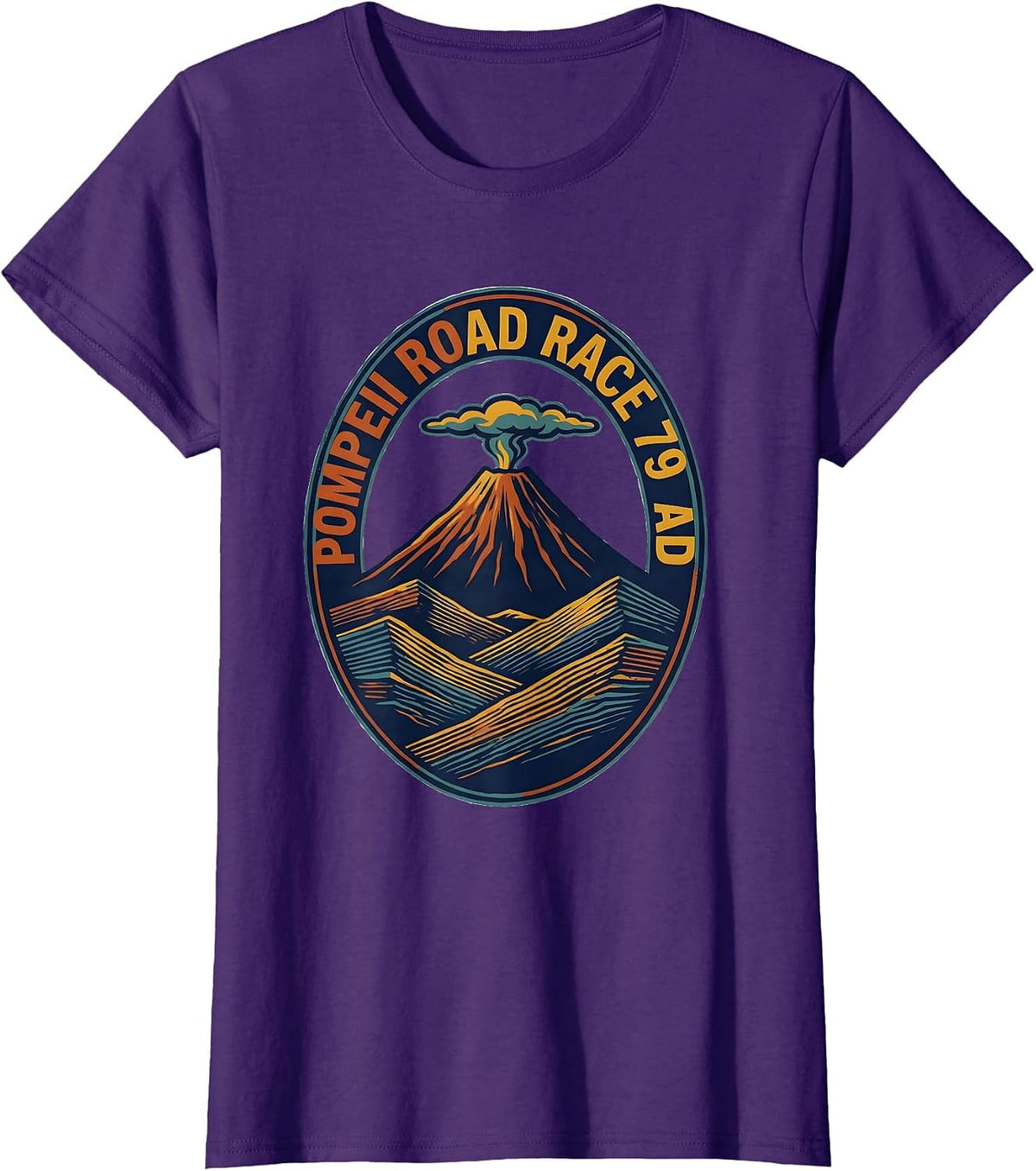 Women's Pompeii Road Race 79 AD Funny Volcano History Geography T-Shirt - Purple