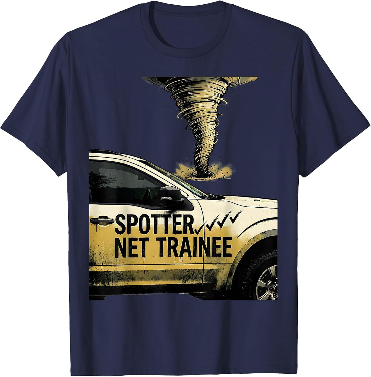 Men's Spotter Net Trainee Funny Storm Chaser Tornado Enthusiast T-Shirt - Navy Blue