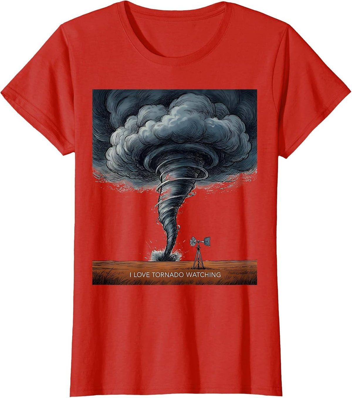 I Love Tornado Watching Enthusiast Storm Chaser Weather T-Shirt - Red