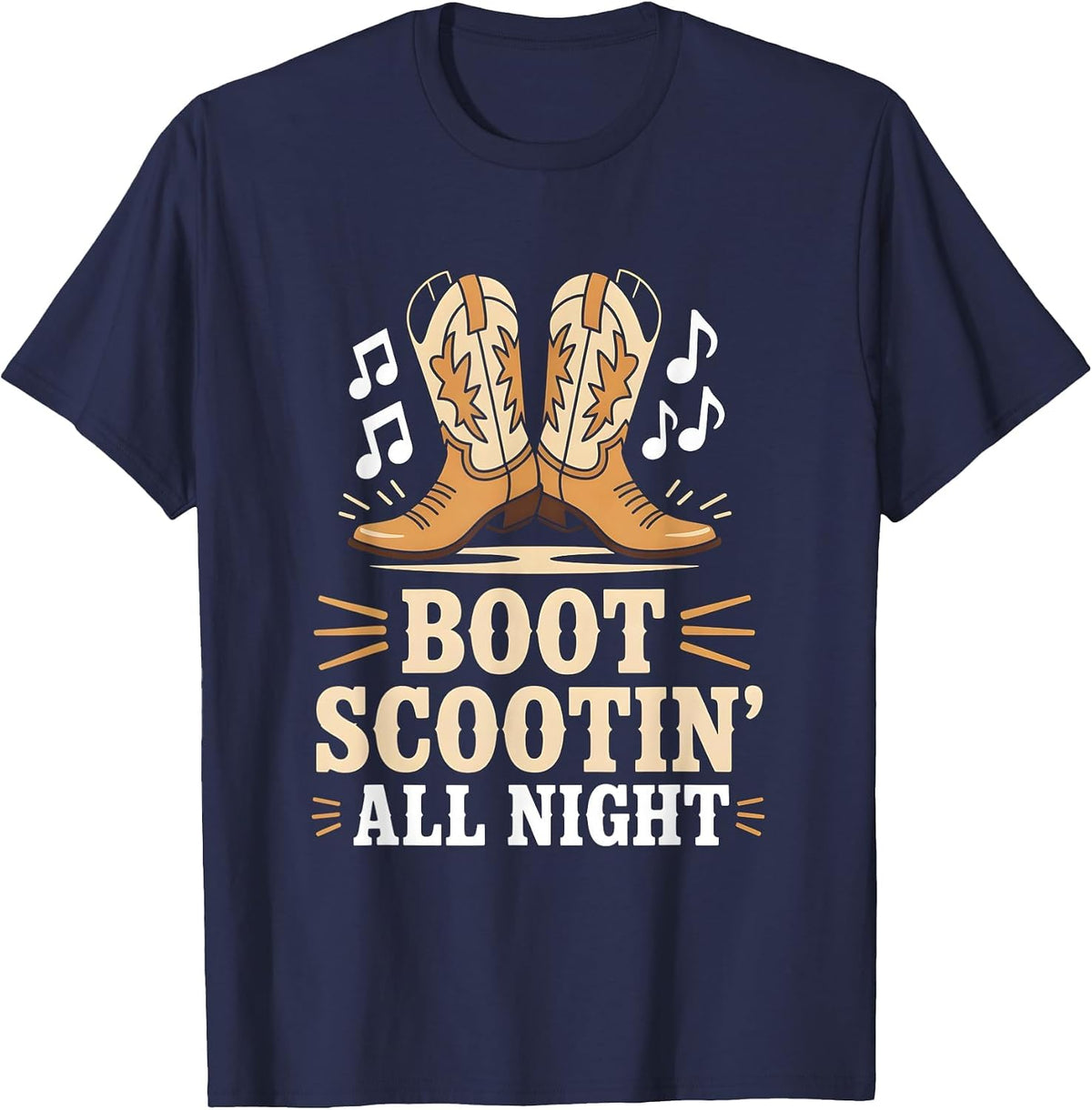 Boot Scootin’ All Night Country Line Dancer T-Shirt - Navy Blue