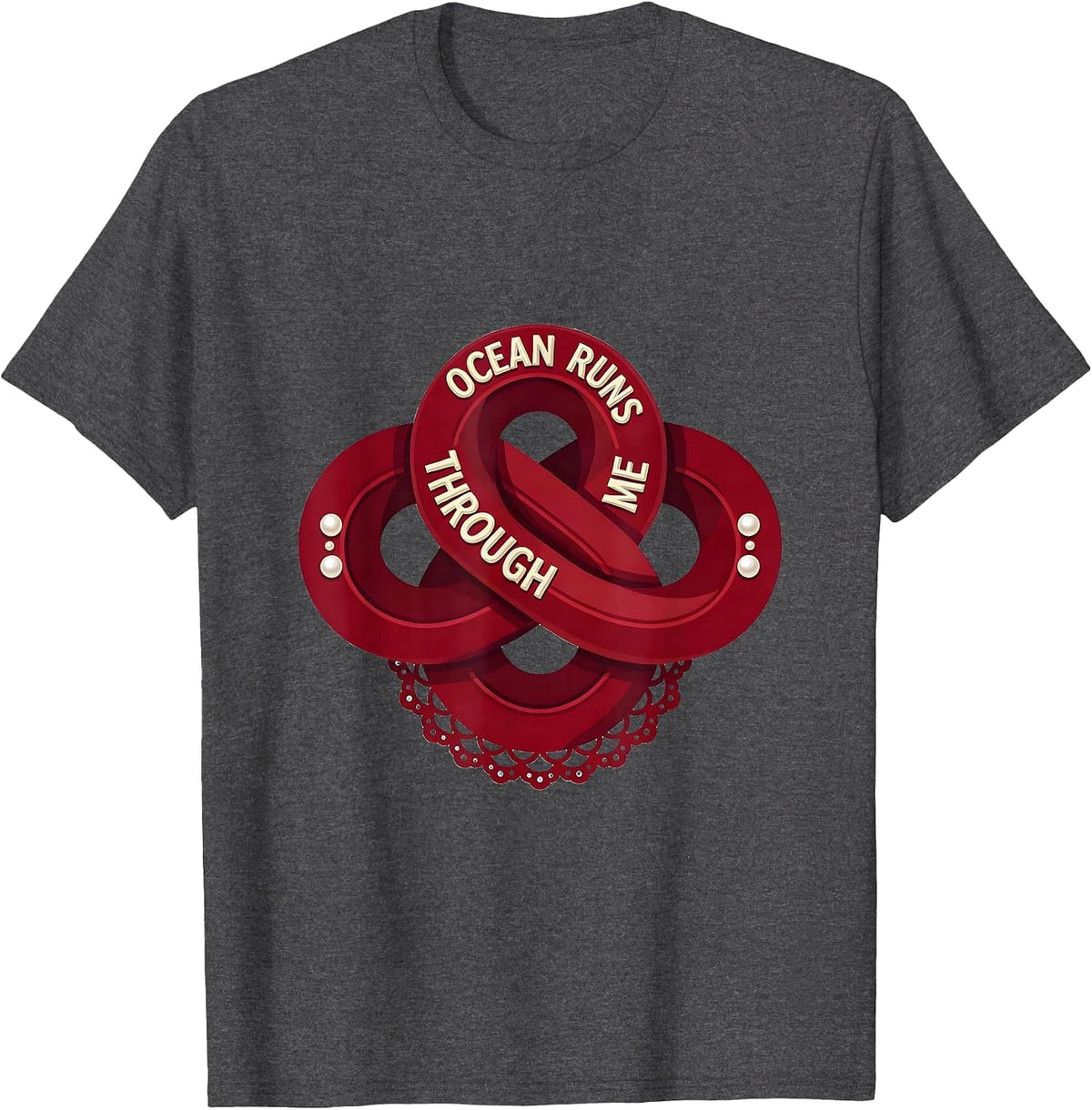 Men's Ocean Runs Through Me Sailor Design T-Shirt - Dark Heather Grey