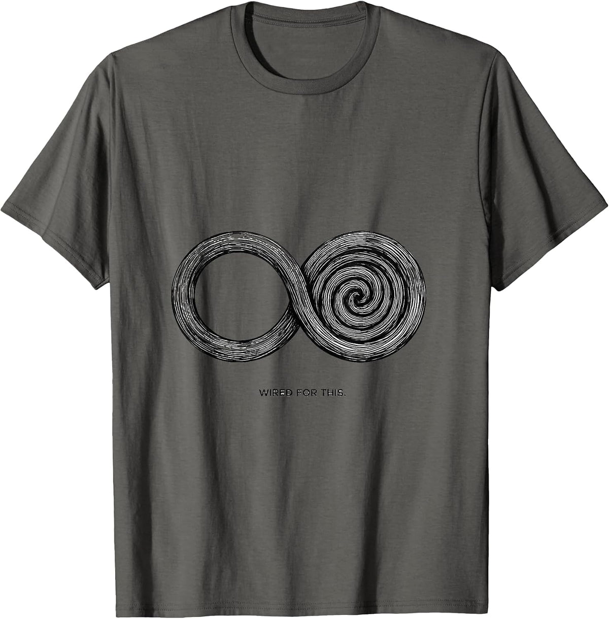 Wired For This Line Art Autism ADHD Neurodiversity Awareness T-Shirt - Asphalt Grey