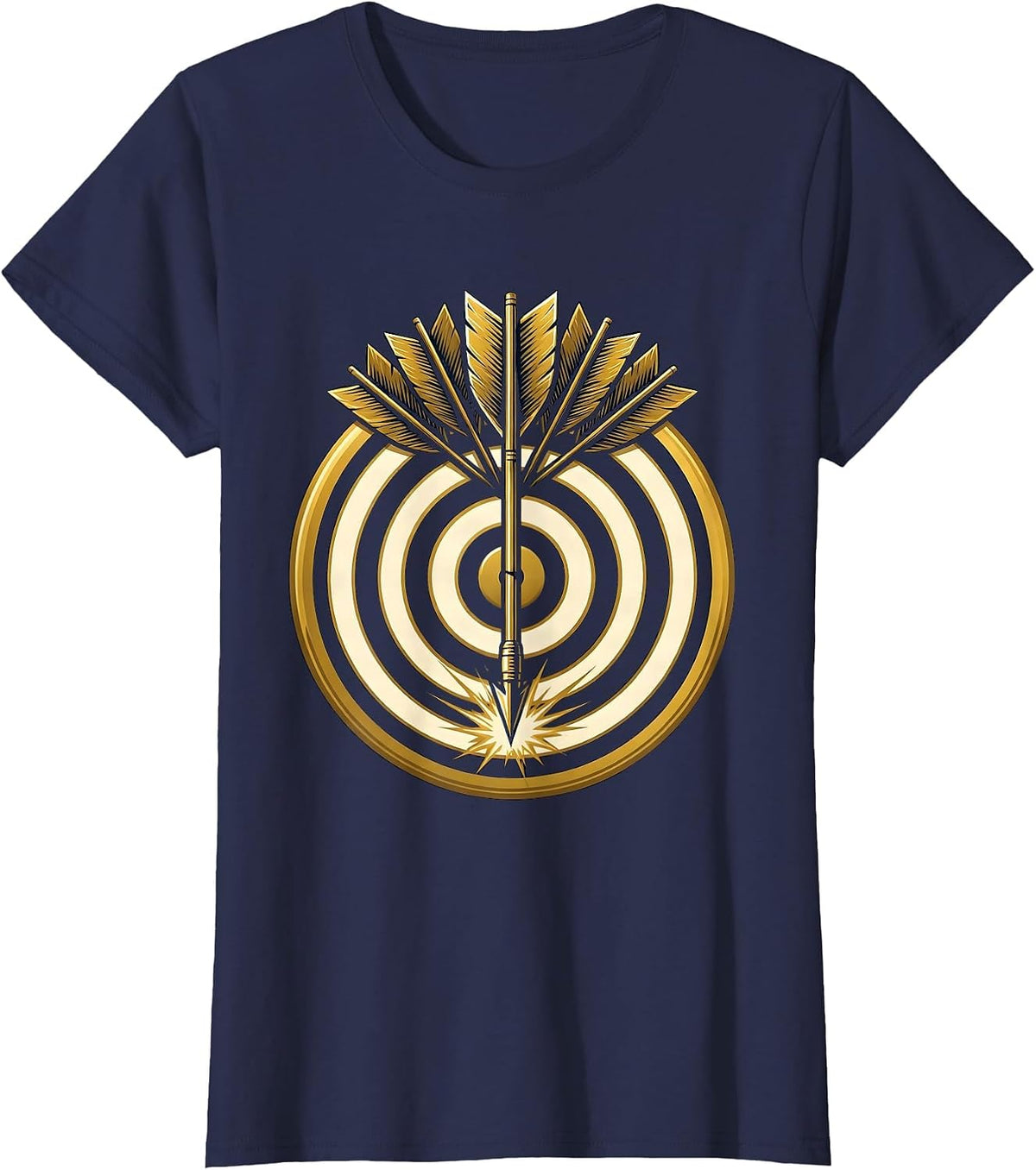 Women's Seven-Feathered Arrow Bullseye Archery Graphic T-Shirt - Navy Blue