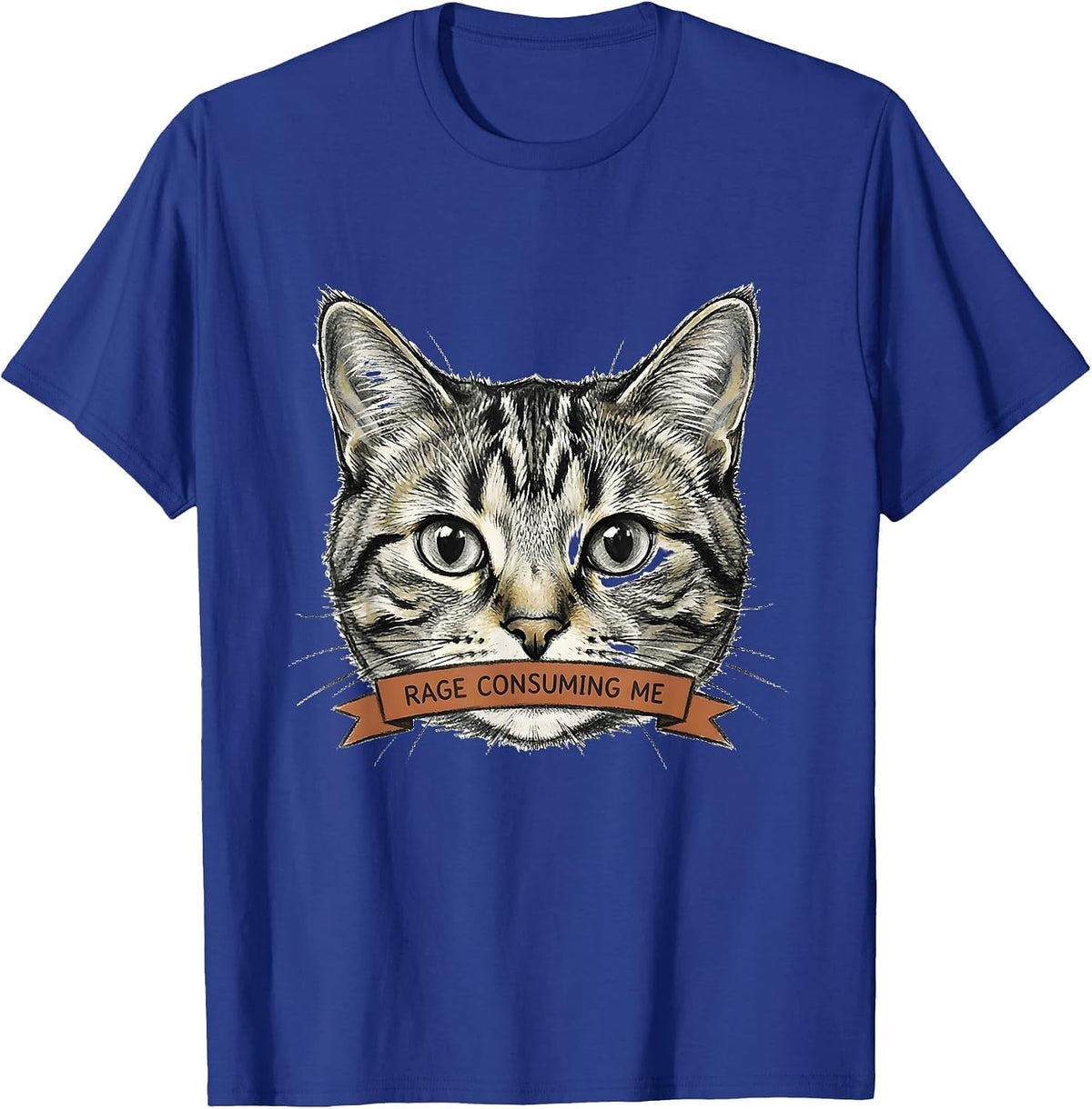 Rage Consuming Me Funny Silly Staring Cat Meme Cat Lover T-Shirt - Royal Blue