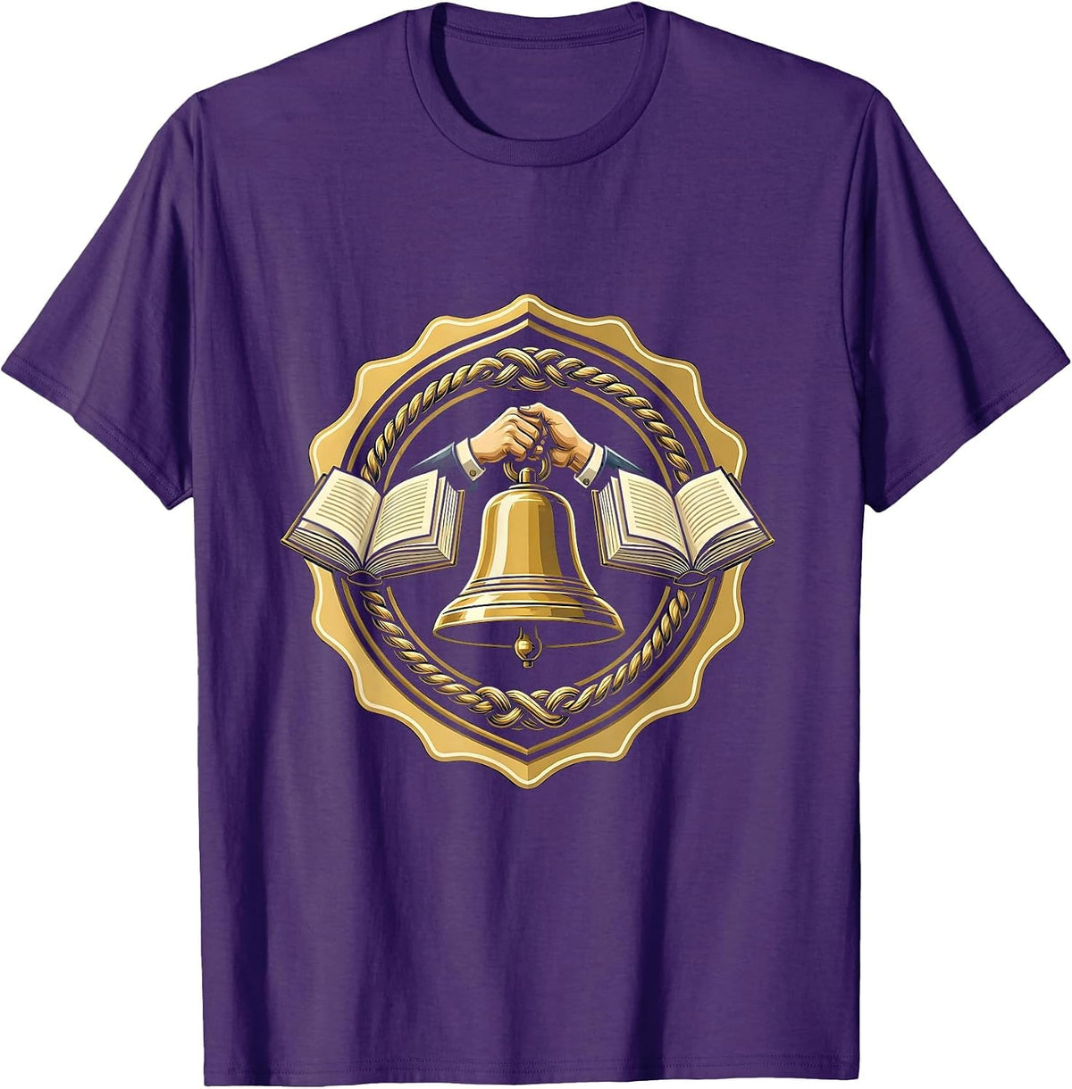 First Grade Teacher Old School Bell Graphic T-Shirt - Purple