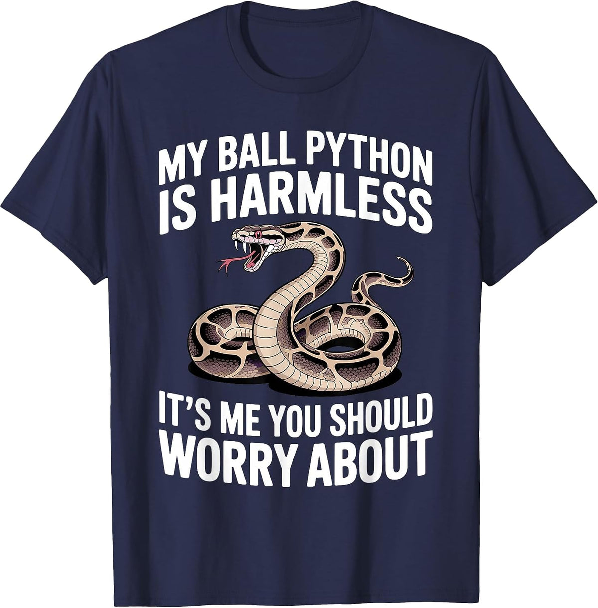 Funny Ball Python Art for Men Women Snake Ball Python Lover T-Shirt - Navy Blue