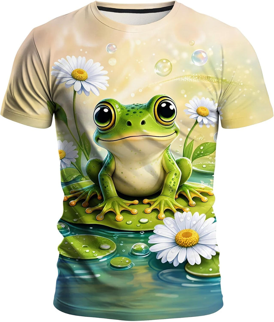 Men's 3D Full Print Graphic Casual Crewneck Summer T-Shirt S-4XL - Cartoon Frog-2