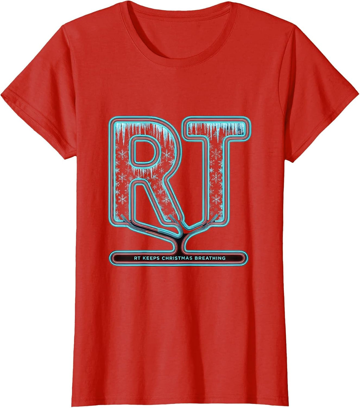 Women's RT Keeps Christmas Breathing Respiratory Therapist Holiday T-Shirt - Red