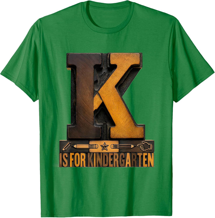 Men's K Is For Kindergarten Teacher Back To School Cute Playful T-Shirt - Kelly Green
