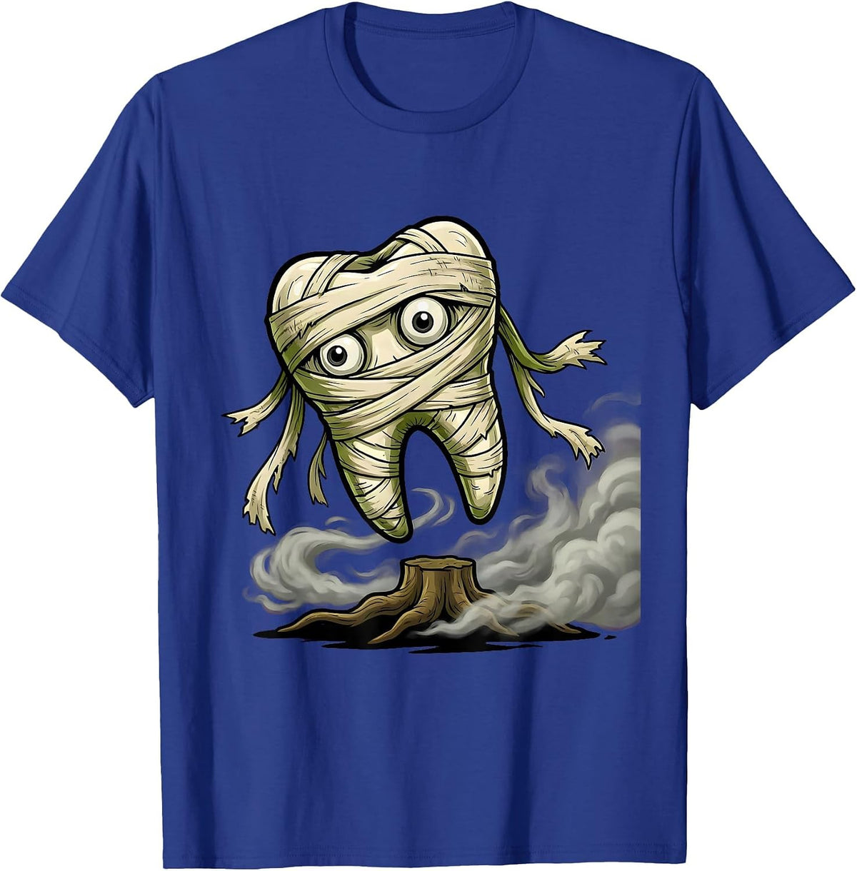 Men's Mummy Tooth Halloween Spooky Dental Design T-Shirt - Royal Blue