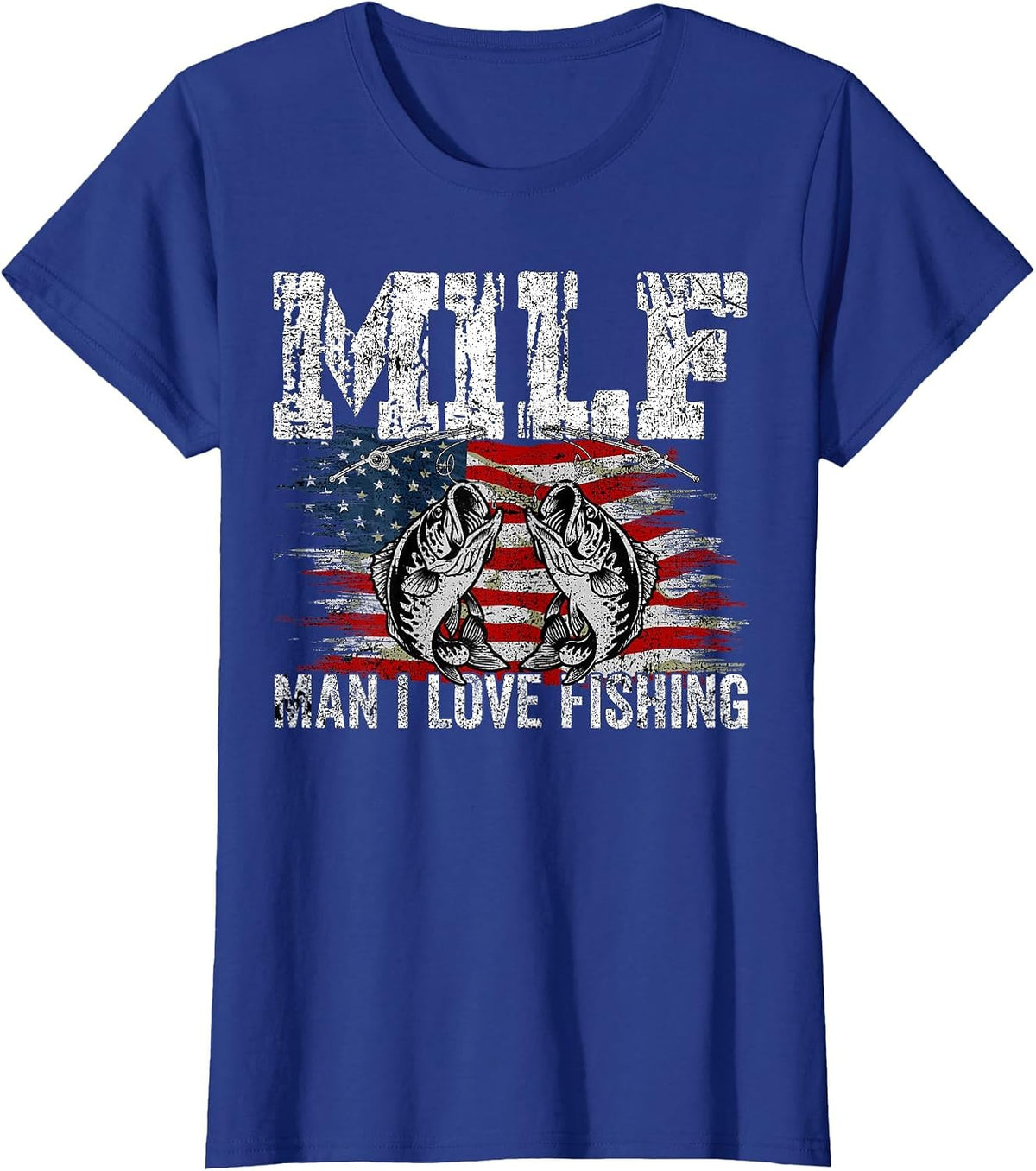 Vintage Retro M.I.L.F Man I Love Fishing Funny Fishing Milf T-Shirt - Royal Blue