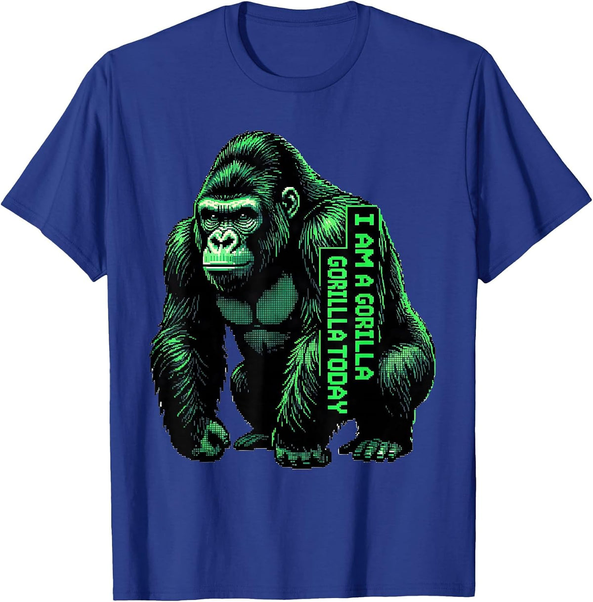 I Am A Gorilla Today Funny Pixel Art Gorilla Costume T-Shirt - Royal Blue