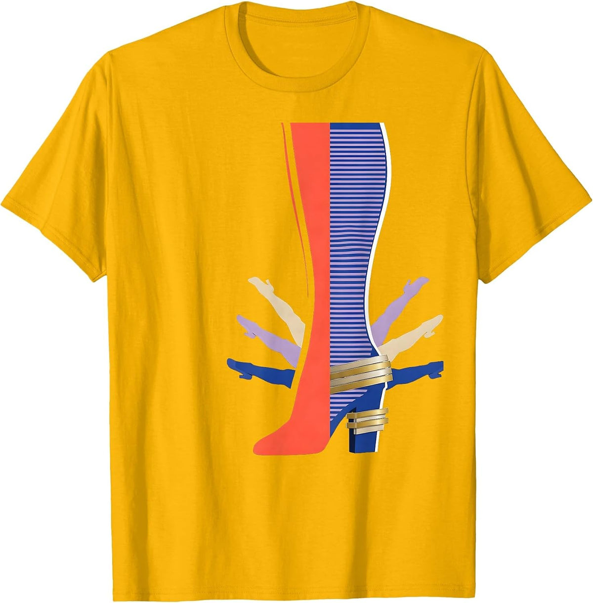 Showgirl Chorus Line Kick Dance Graphic Tee T-Shirt - Golden Yellow