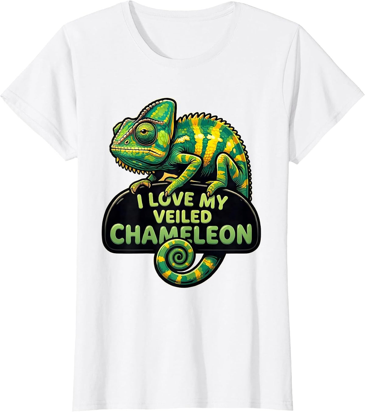 I Love My Veiled Chameleon Cartoon Reptile Lover Pet Owner T-Shirt - White