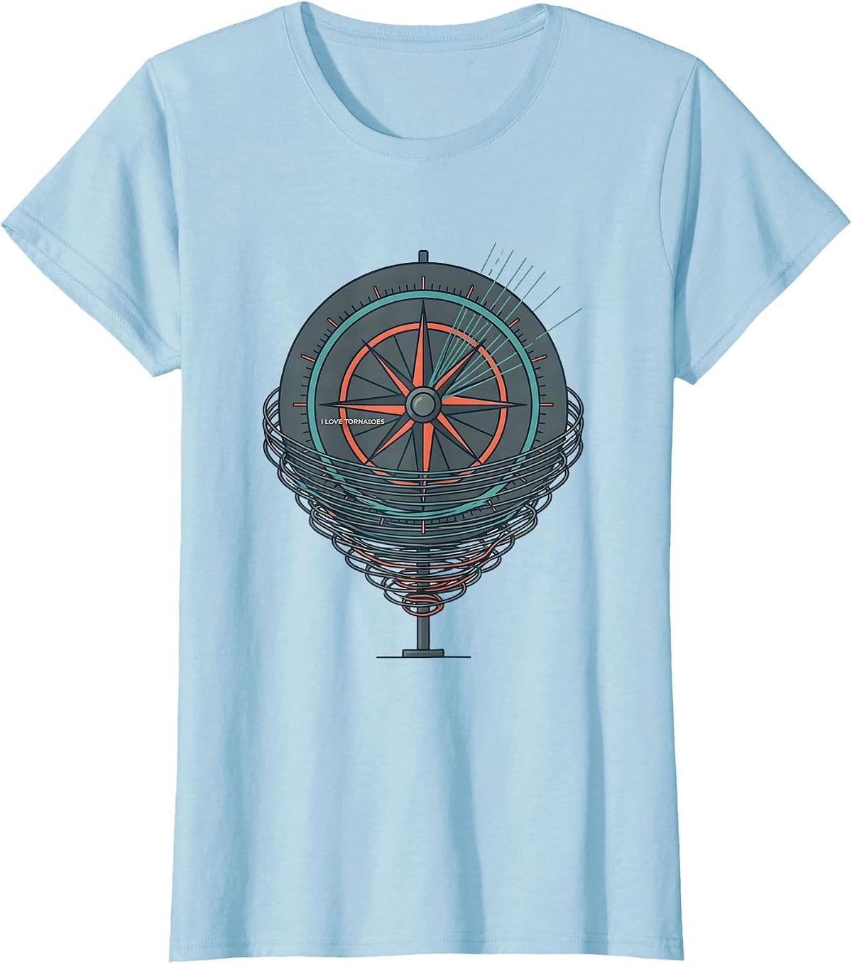 Women's I Love Tornadoes Flat Vector Storm Chaser Meteorology T-Shirt - Baby Blue