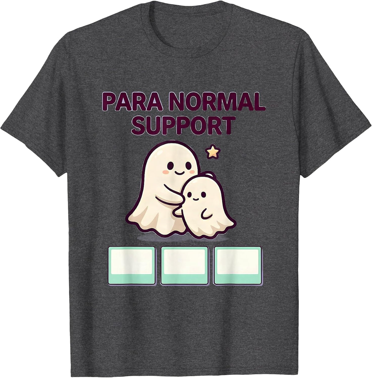 Para Normal Support Cute Kawaii Ghost Paraprofessional T-Shirt - Dark Heather Grey