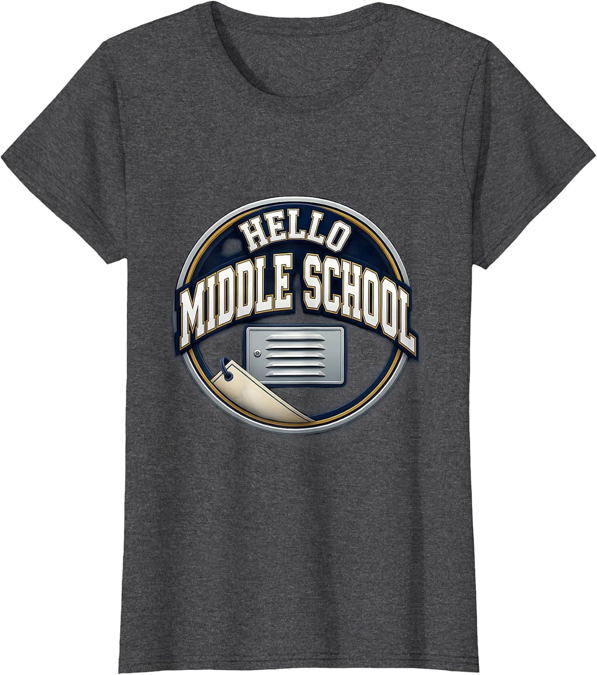 Women's Hello Middle School Sports Kids Back To School Teacher T-Shirt - Dark Heather Grey