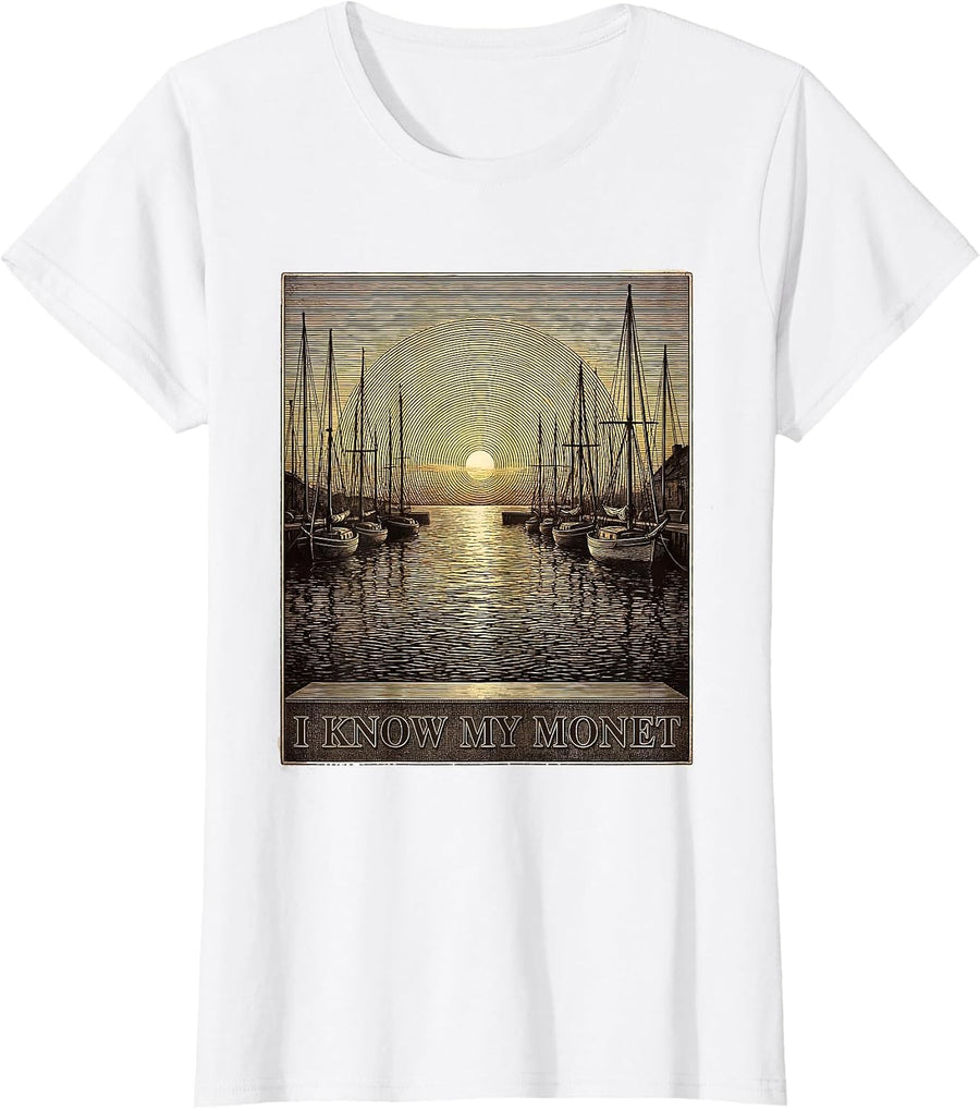 Women's I Know My Monet Funny Art History Artist Humor Gift T-Shirt - White