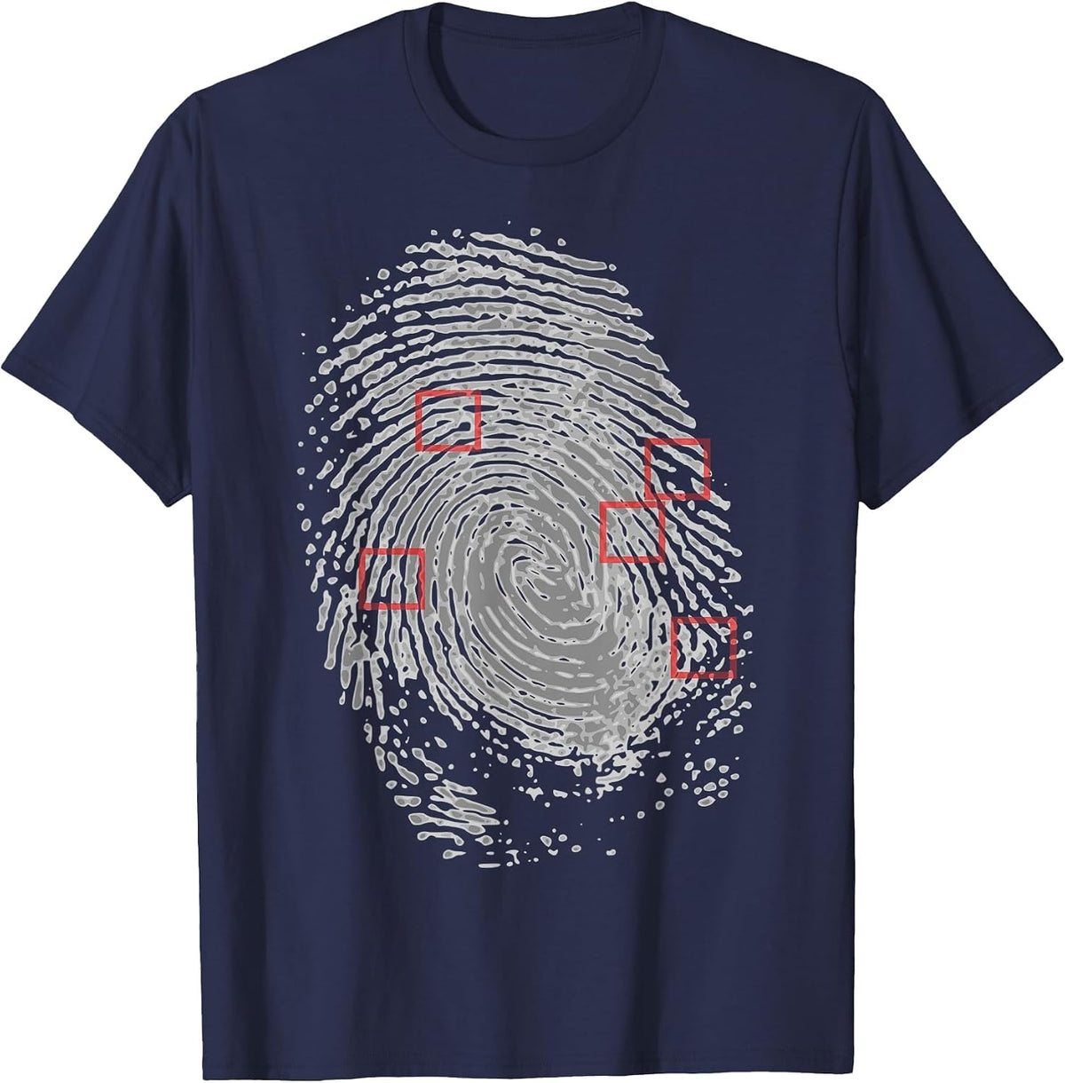Thumbprint Fingerprint Detective Police Work T-Shirt - Navy Blue