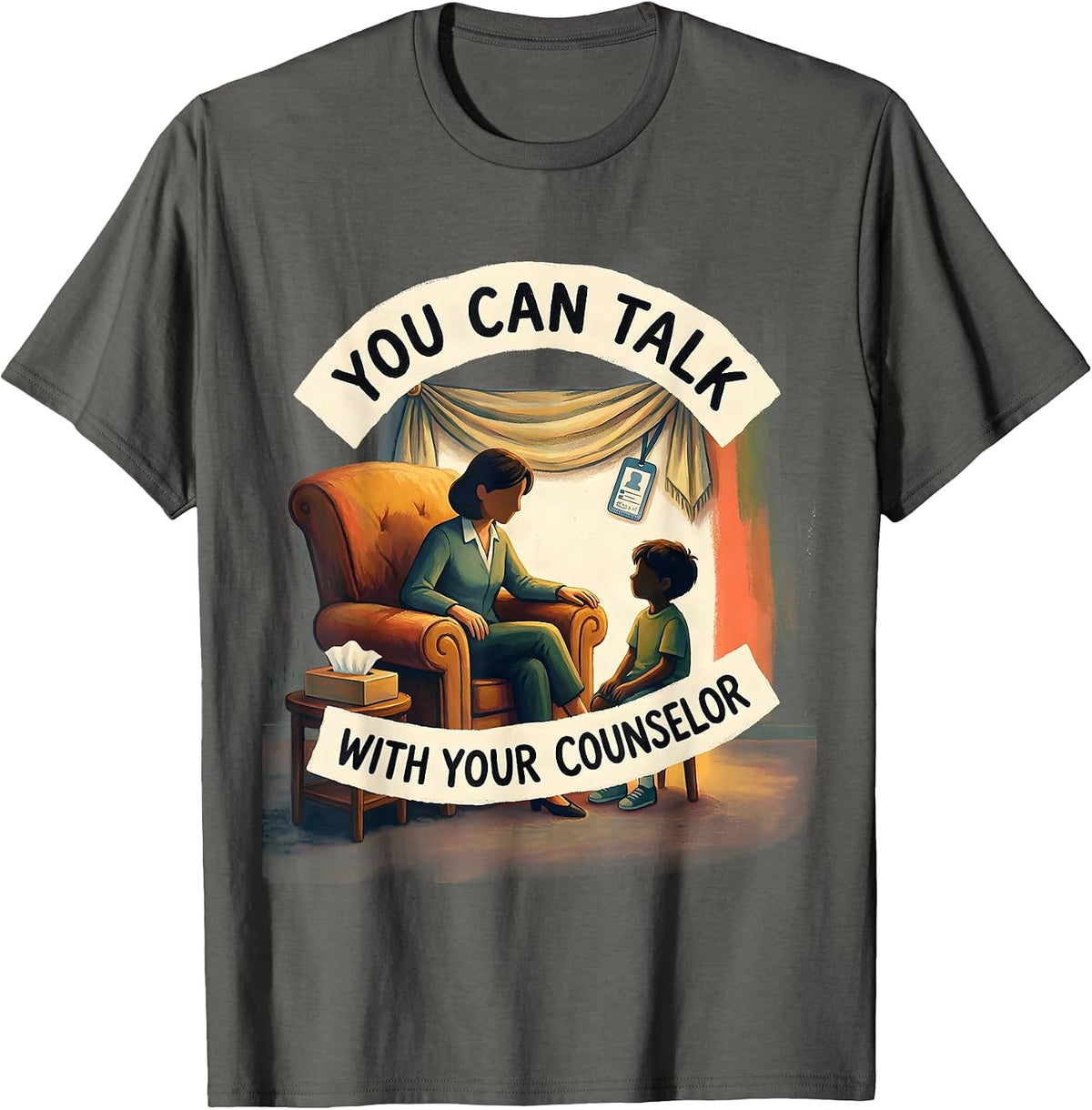 You Can Talk With Your Counselor Storybook Counselor Staff T-Shirt - Asphalt Grey
