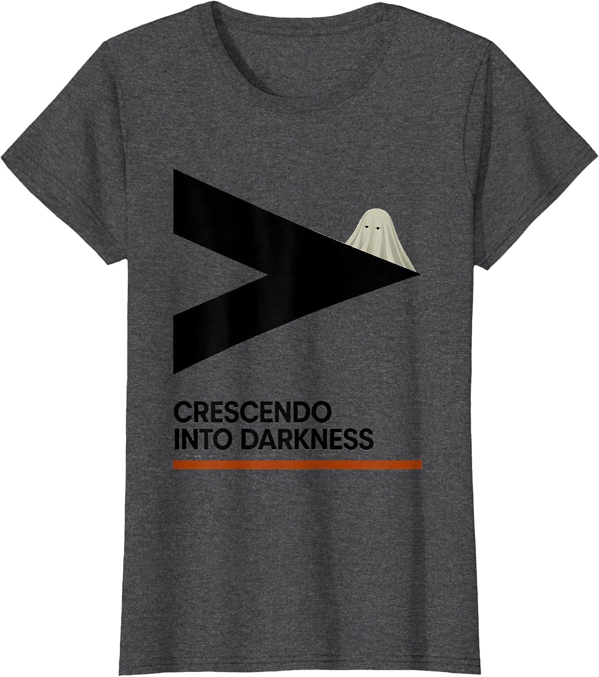 Women's Crescendo Into Darkness Whimsical Art Teacher Halloween T-Shirt - Dark Heather Grey
