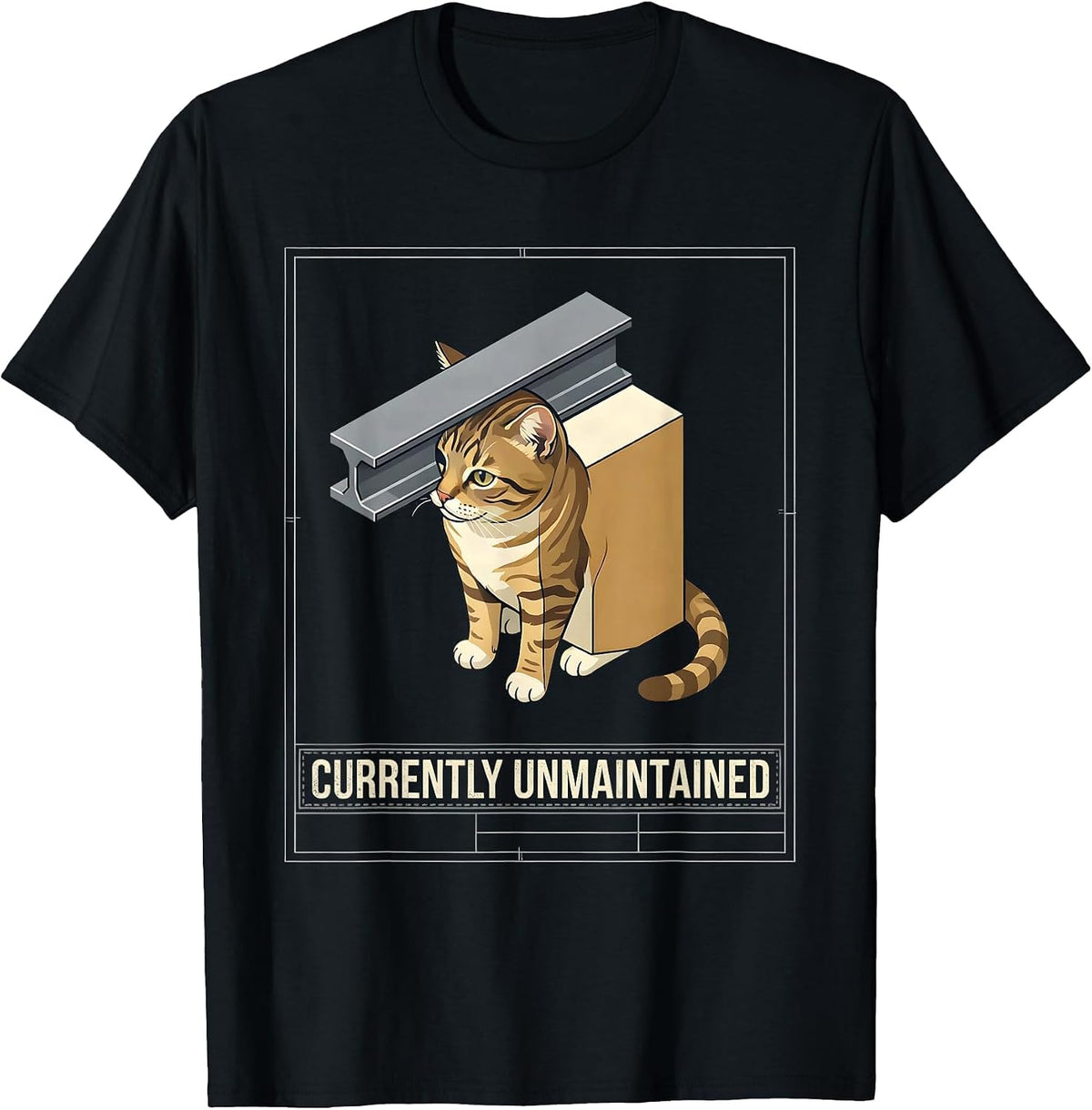 Men's Currently Unmaintained Funny Cat Meme Cat Lover Humor T-Shirt - Black