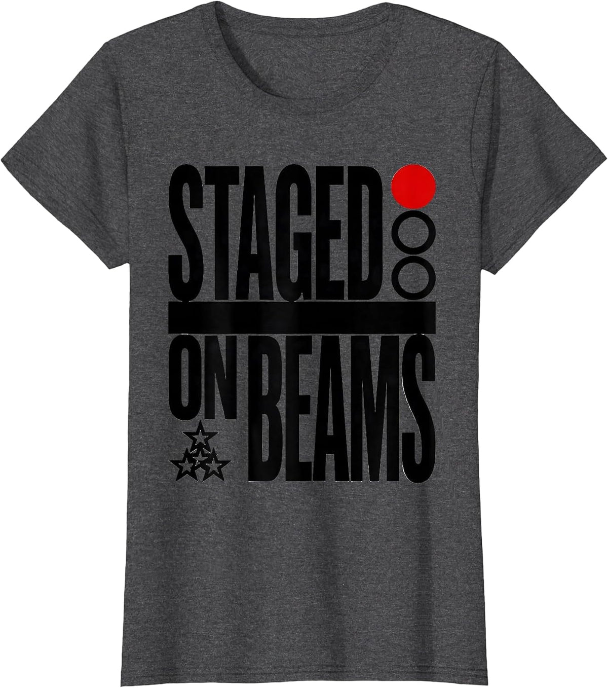 Women's Staged On Beams Brutalist Graphic RC Car Racing American T-Shirt - Dark Heather Grey
