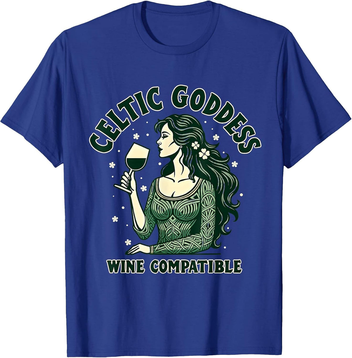 Celtic Goddess Wine Compatible St Patrick's Day T-Shirt - Royal Blue