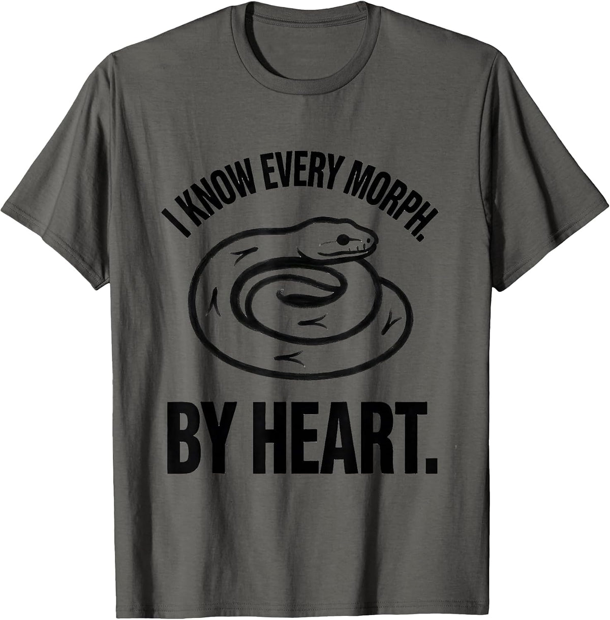 Men's I Know Every Morph By Heart Minimalist Ball Python Reptile T-Shirt - Asphalt Grey