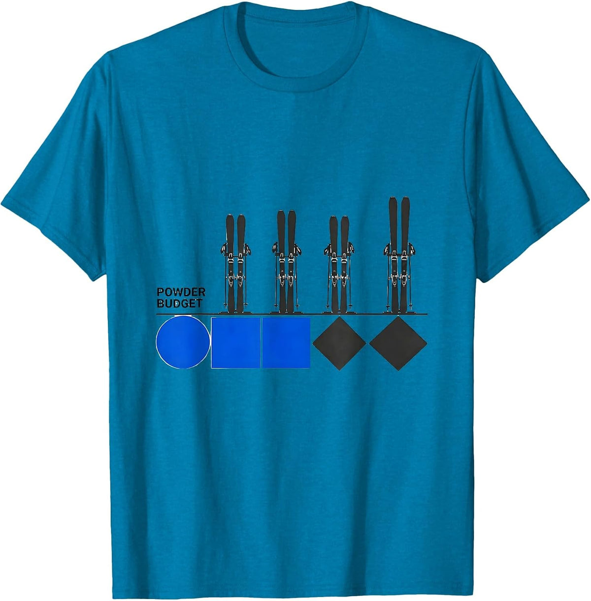 Powder Budget Minimalist Ski Rack Silhouette Ski Lover Gift T-Shirt - Sapphire Blue