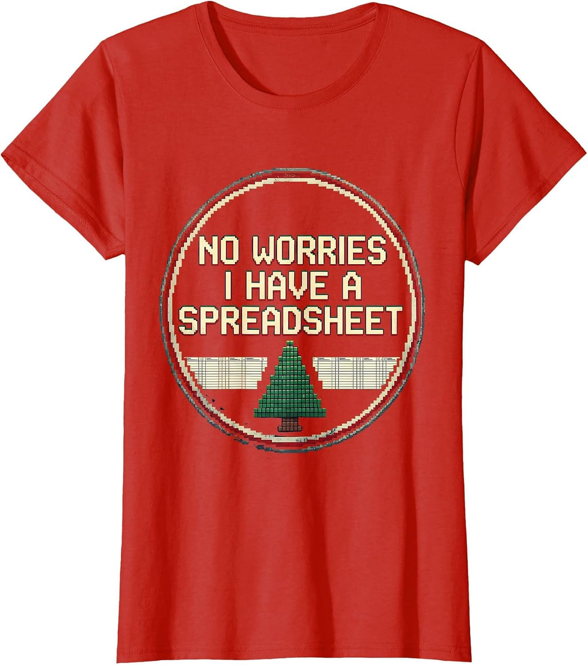 No Worries I Have A Spreadsheet Pixel Art Accountant T-Shirt - Red