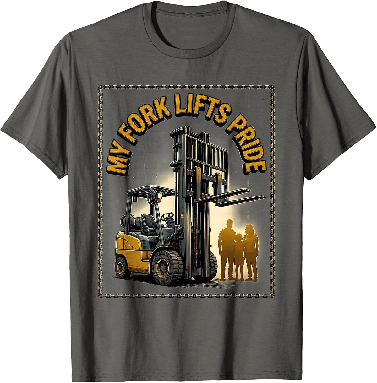 Men's My Fork Lifts Pride Funny Forklift Operator Construction T-Shirt - Asphalt Grey