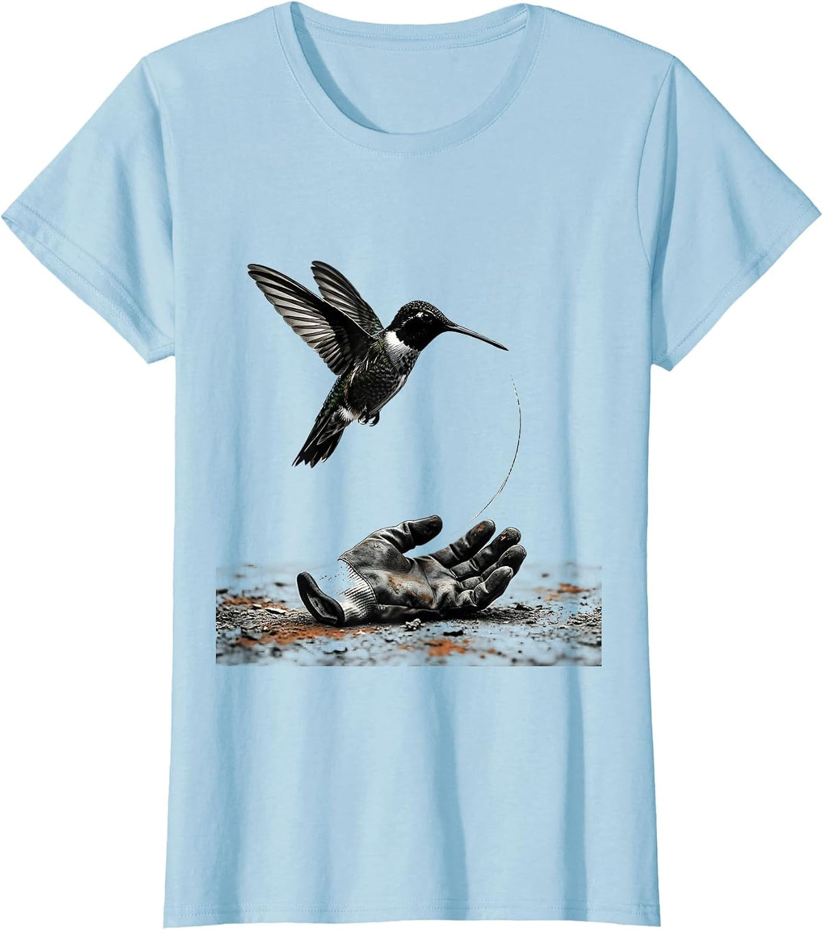 Hummingbird Minimalist Bird Lover Gift T-Shirt - Baby Blue