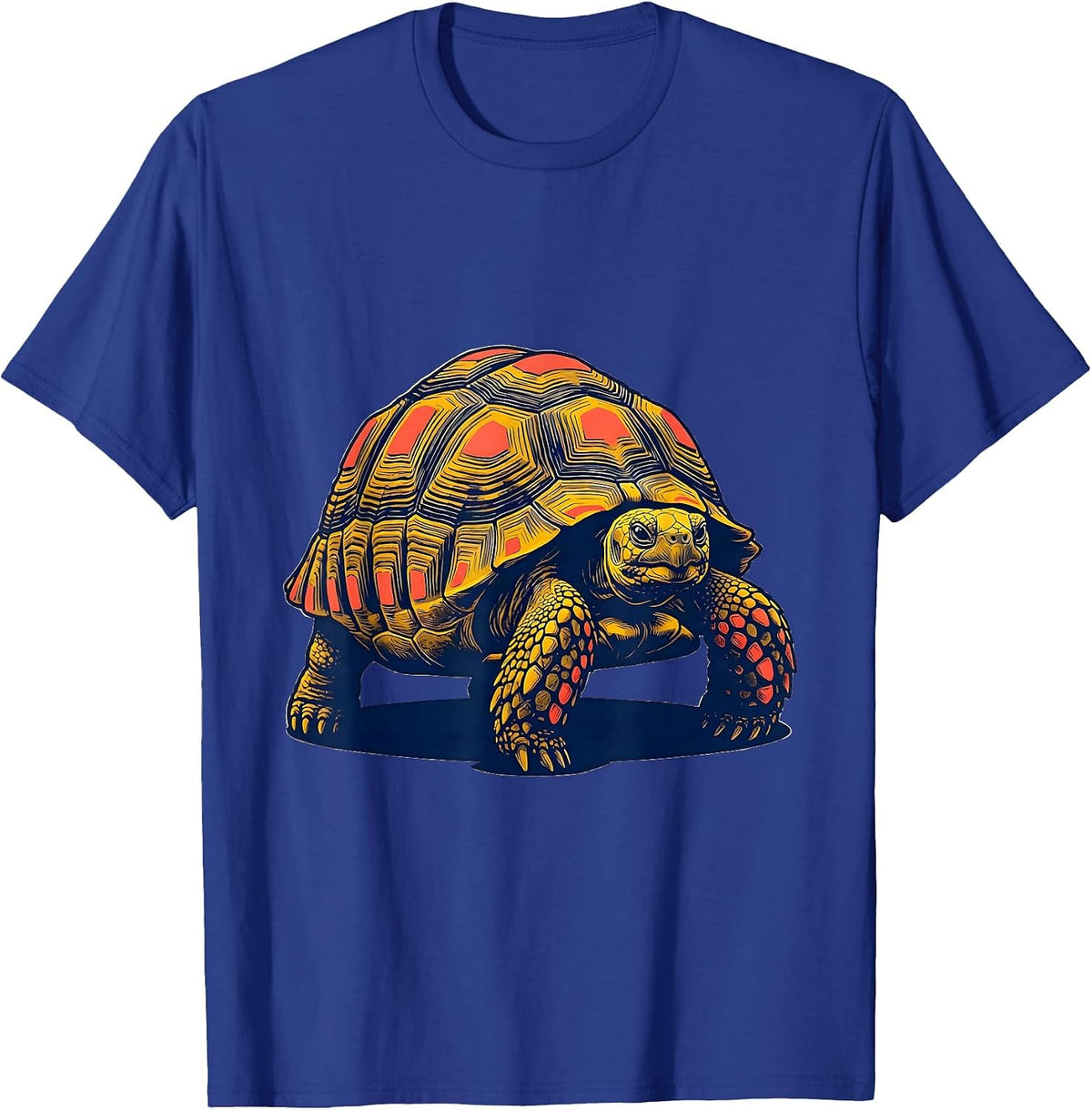 Men's Tortoise Mid-Step Screenprint Poster Pet Lover Humor T-Shirt - Royal Blue