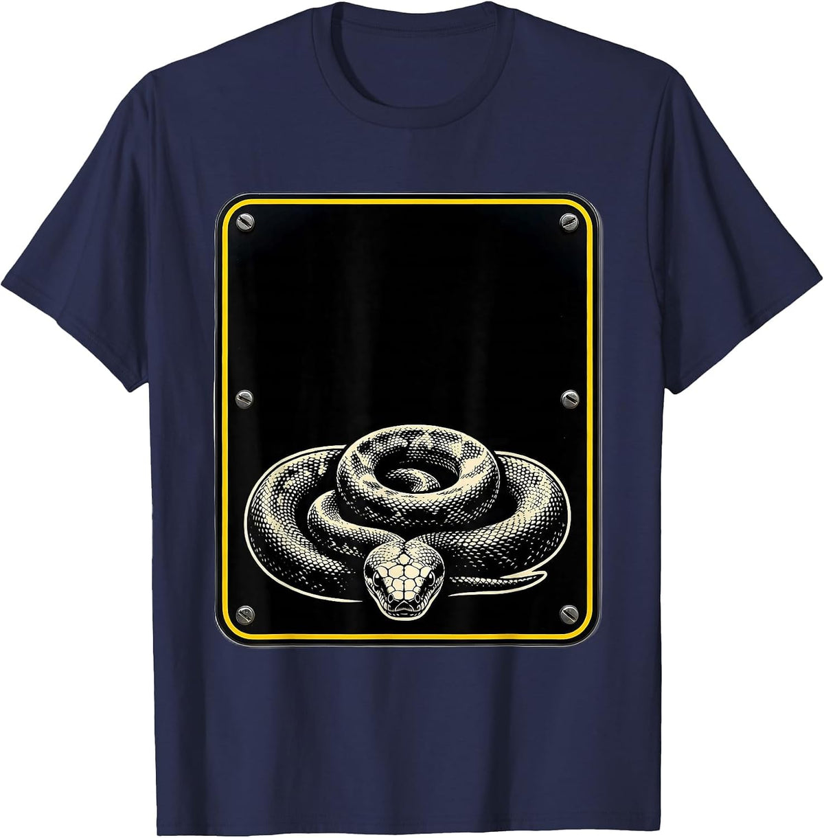 Ball Python Stencil Reptile Humor Kids Boys Girls T-Shirt - Navy Blue