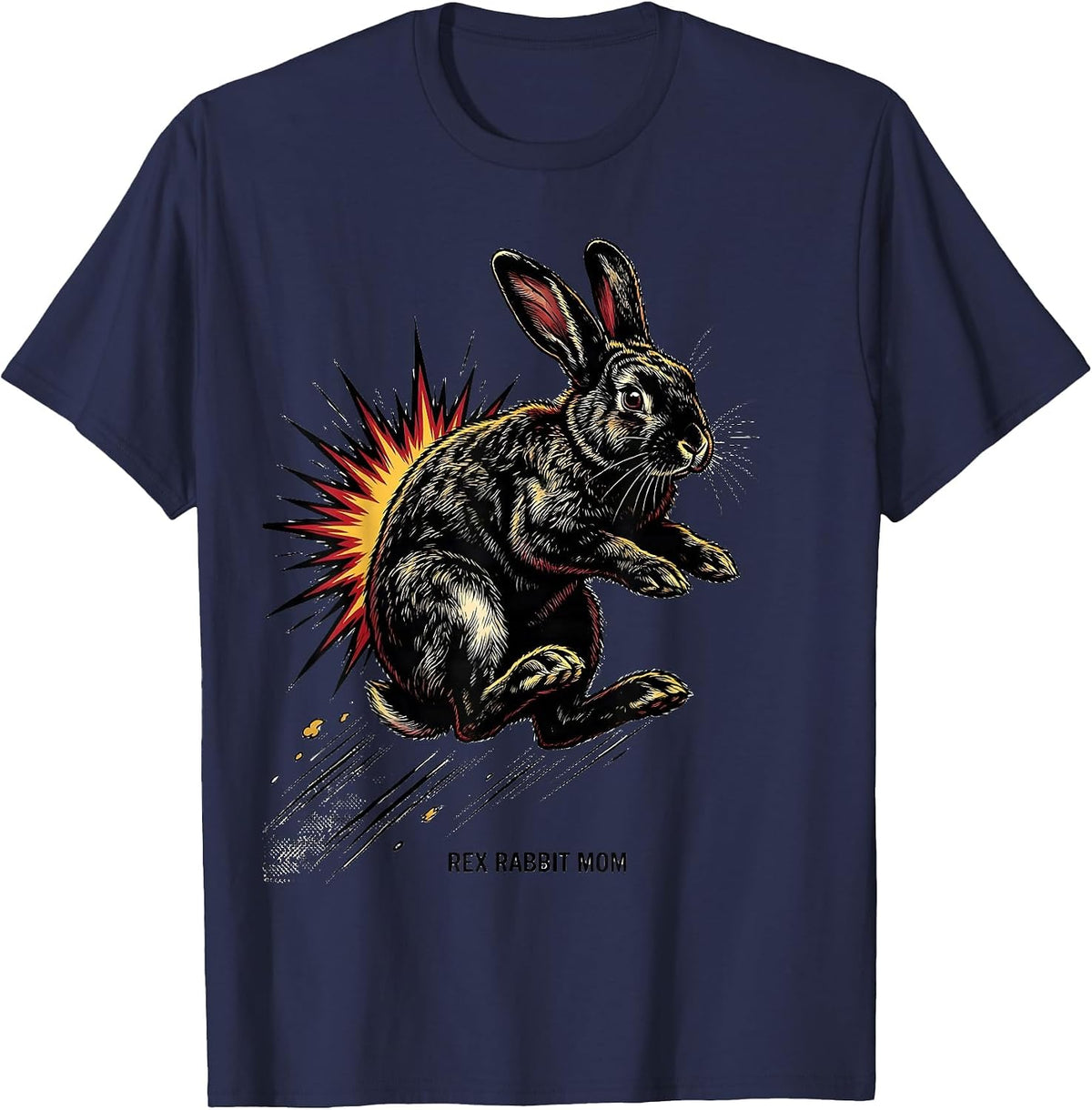 Rex Rabbit Mom Comic Book Alt Goth Bunny Lover Humor T-Shirt - Navy Blue