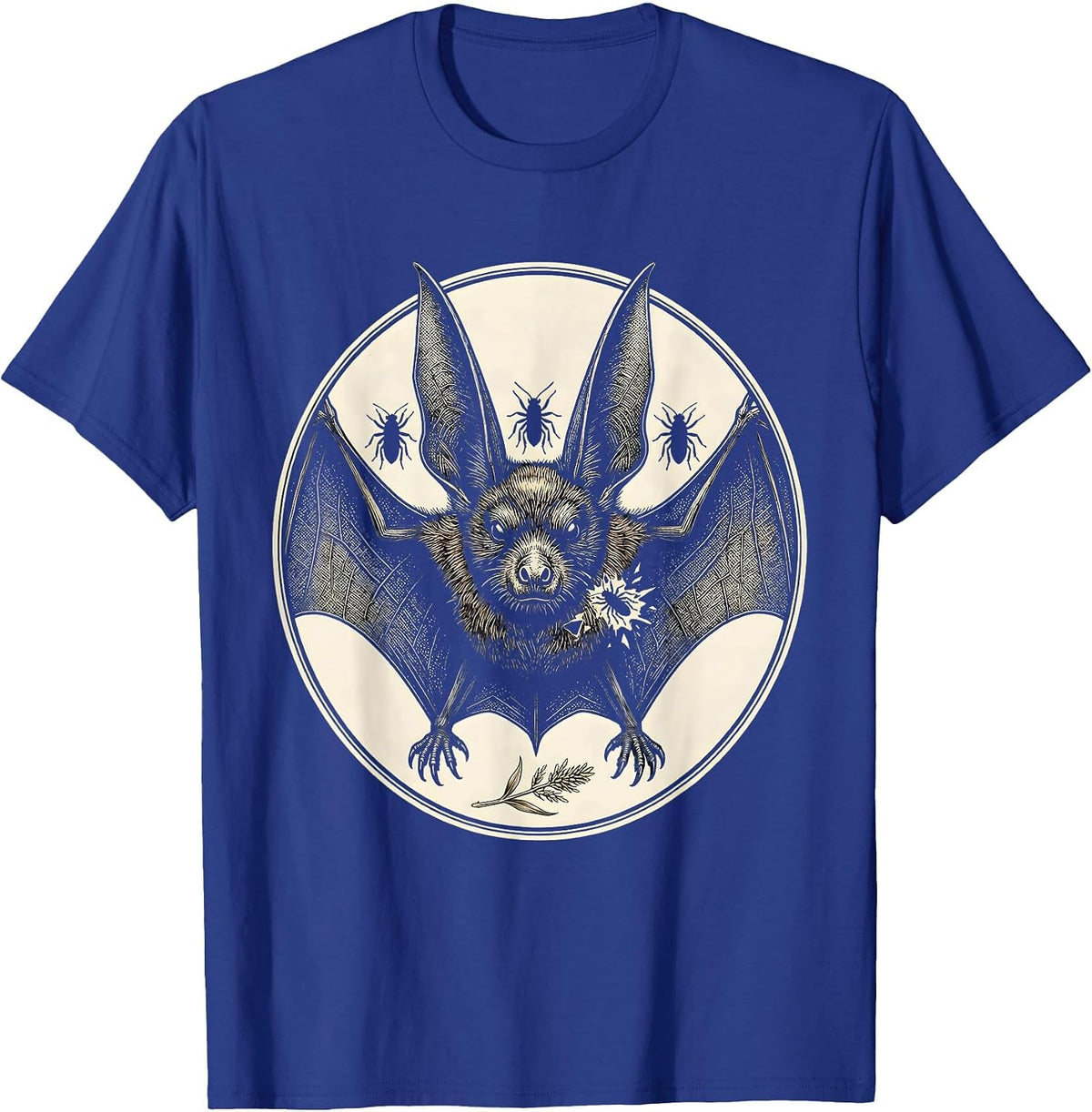 Men's Bat Lover Emblem Bat Conservation Wildlife Gothic T-Shirt - Royal Blue