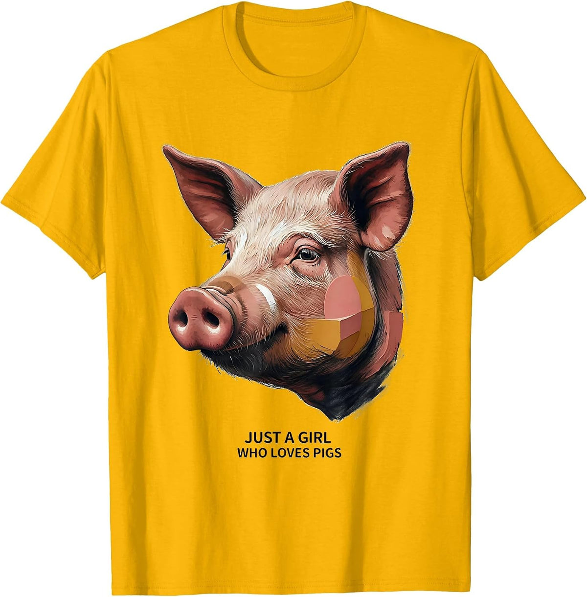 Just A Girl Who Loves Pigs Funny Pig Lover Farm Animal Humor T-Shirt - Golden Yellow