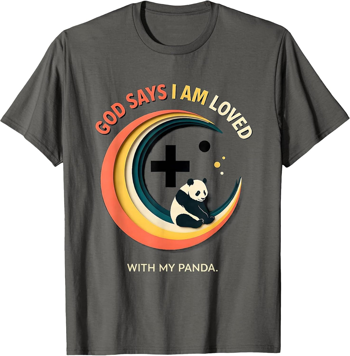 God Says I Am Loved With My Panda Christian Kids Sports T-Shirt - Asphalt Grey