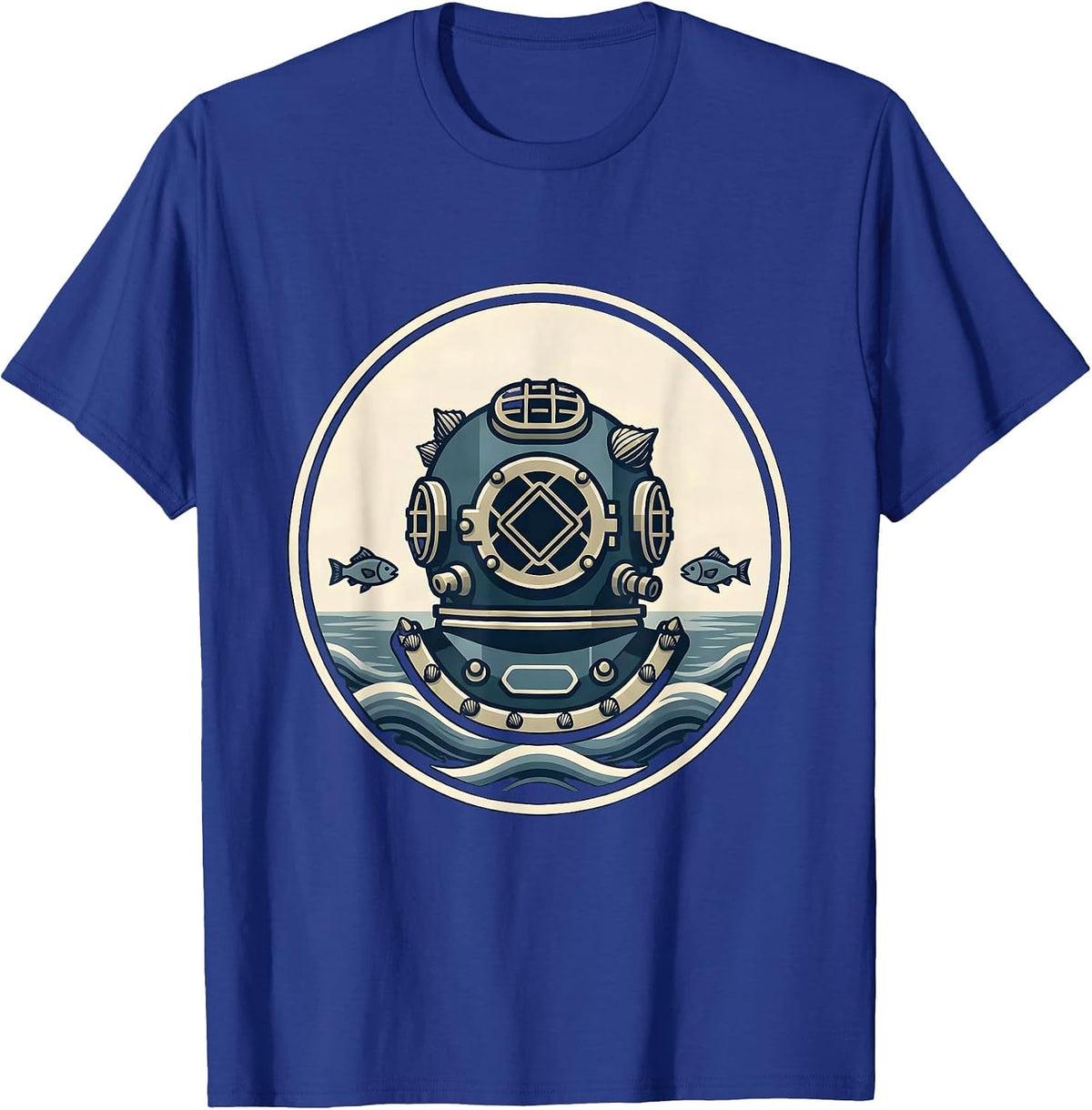 Men's Barnacle Diving Helmet Nautical Ocean Art T-Shirt - Royal Blue