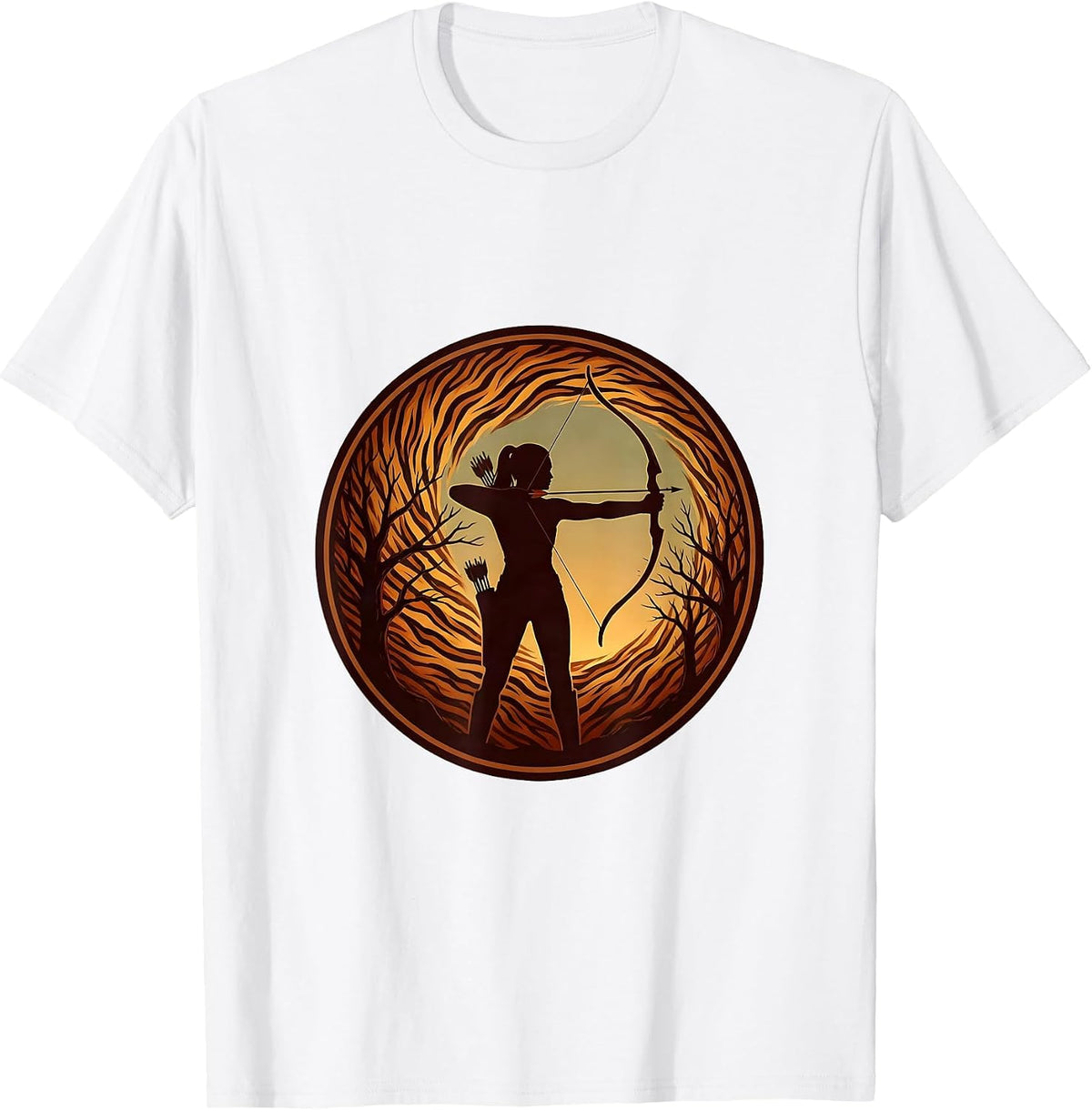 Men's Camo Bow Hunting Silhouette Dusk Design T-Shirt - White