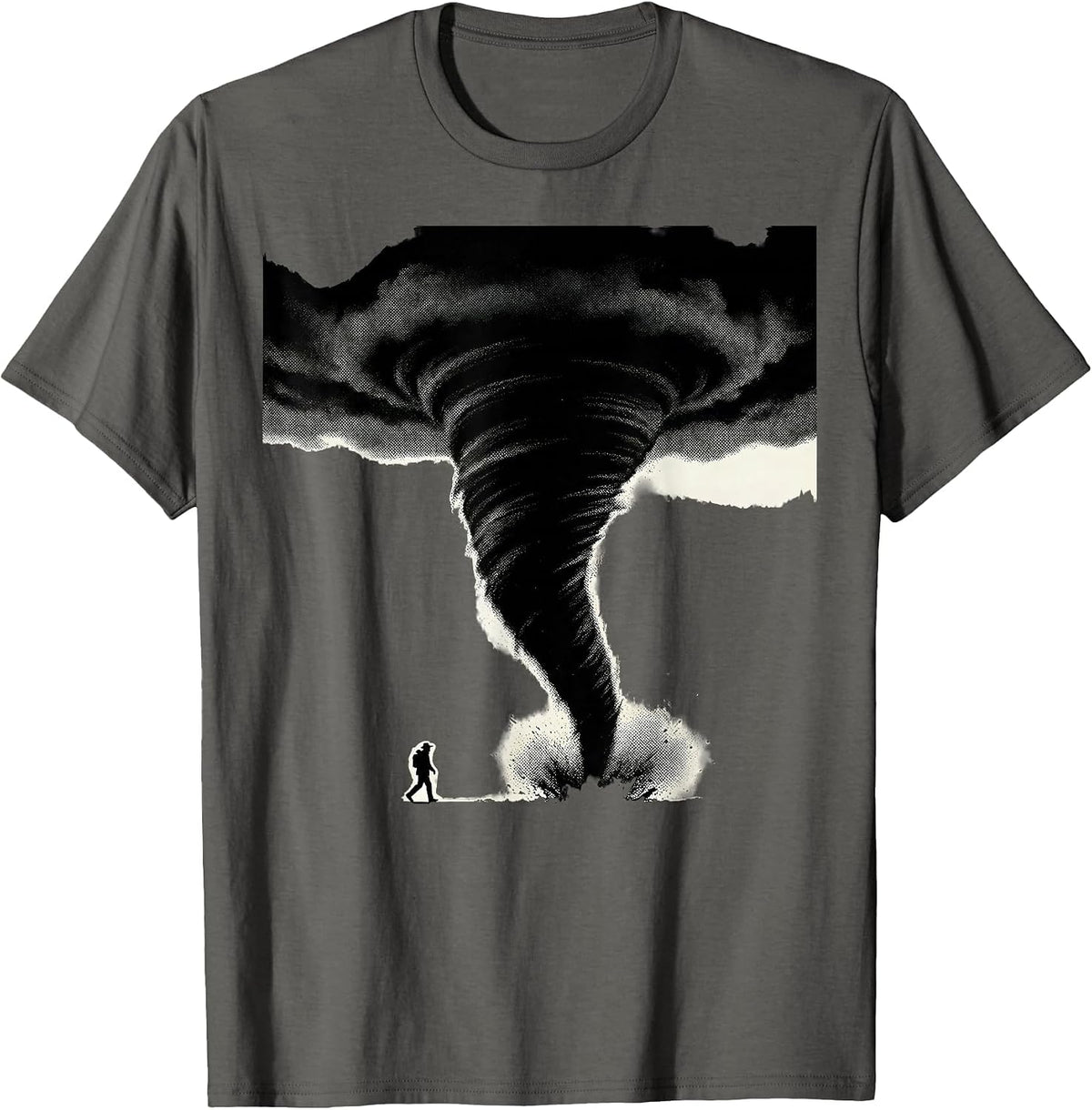Right-Leaning Tornado Funnel Storm Chaser Meteorology T-Shirt - Asphalt Grey