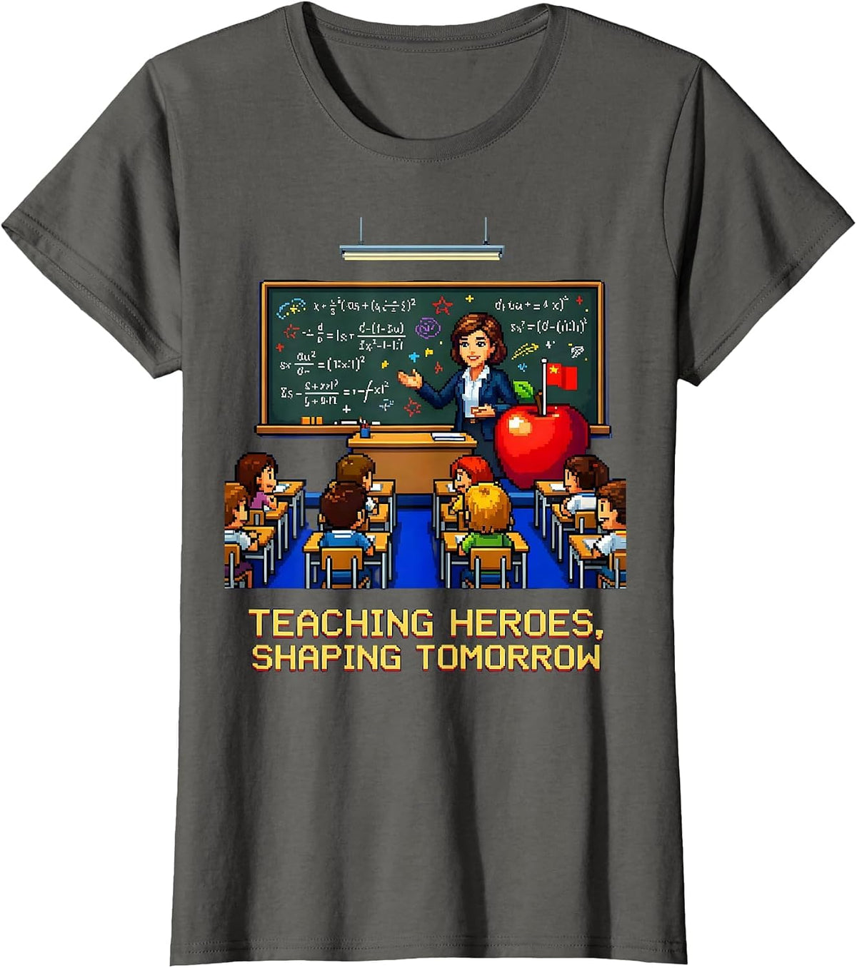 Women's Teaching Heroes Shaping Tomorrow Labor Day Design T-Shirt - Asphalt Grey